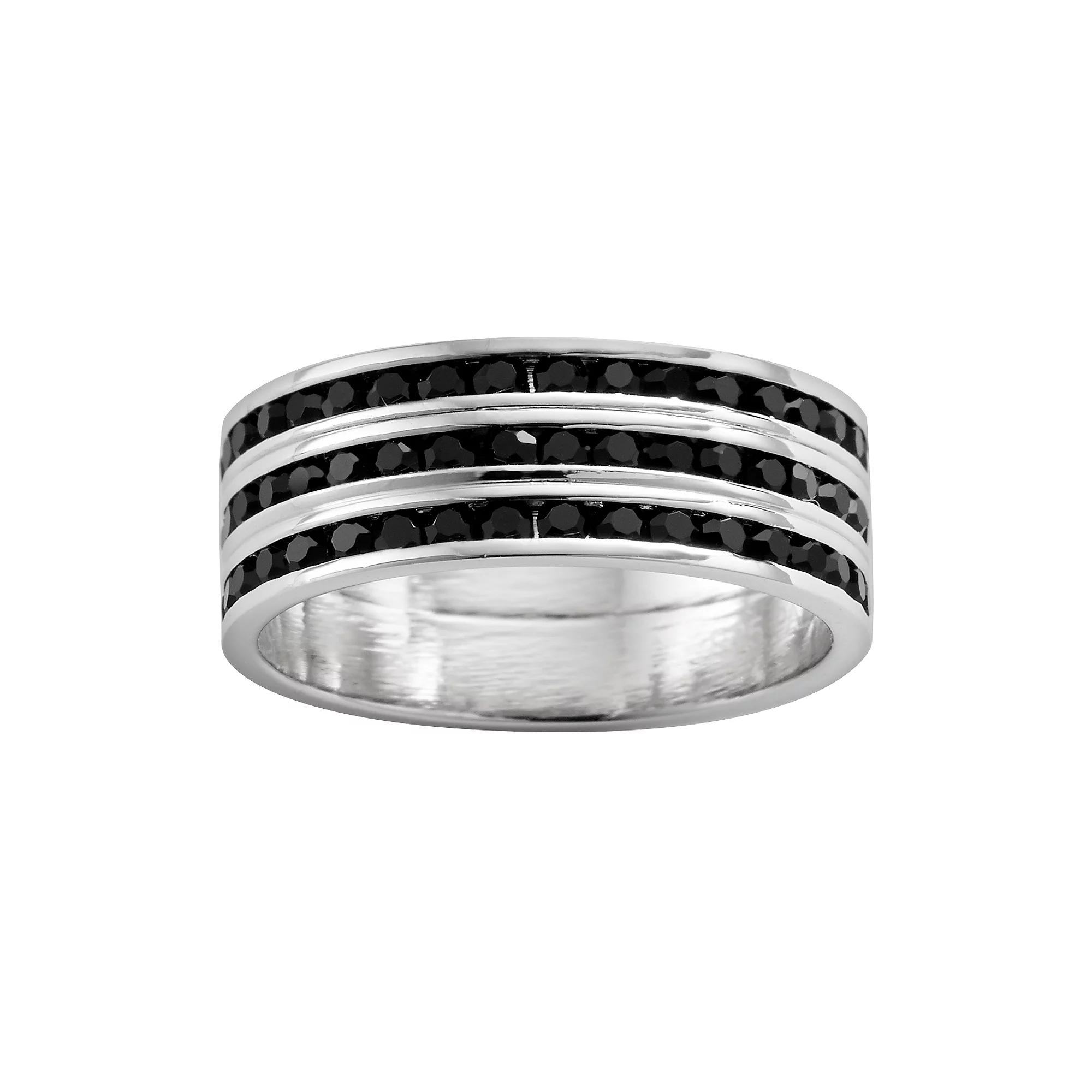 Traditions Jewelry Company Sterling Silver Crystal Eternity Ring, Womens Black Product Image