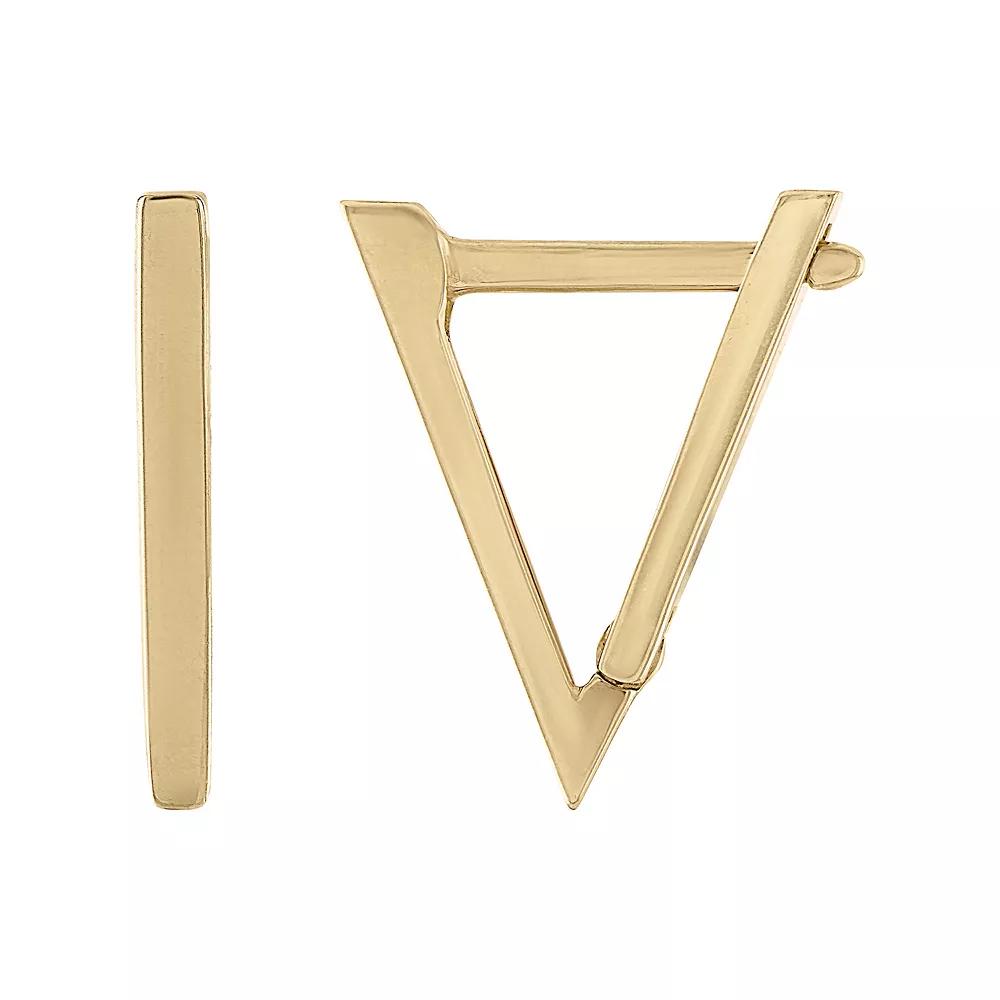 Amella Jewels 14k Gold 14 mm Triangle Huggie Hoop Earrings, Women's Product Image