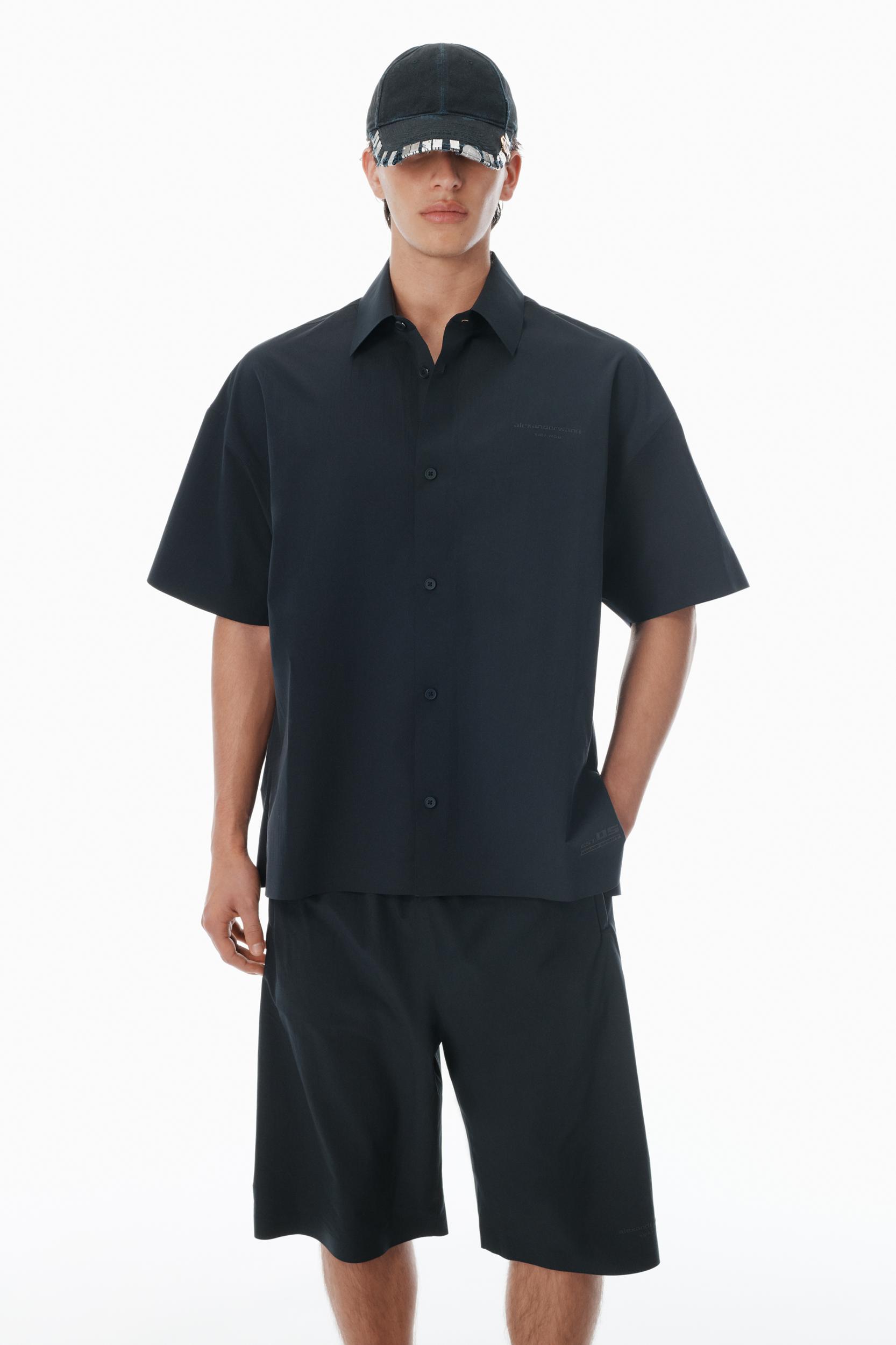 Black Laser-cut Logo Button Up Shirt  Product Image