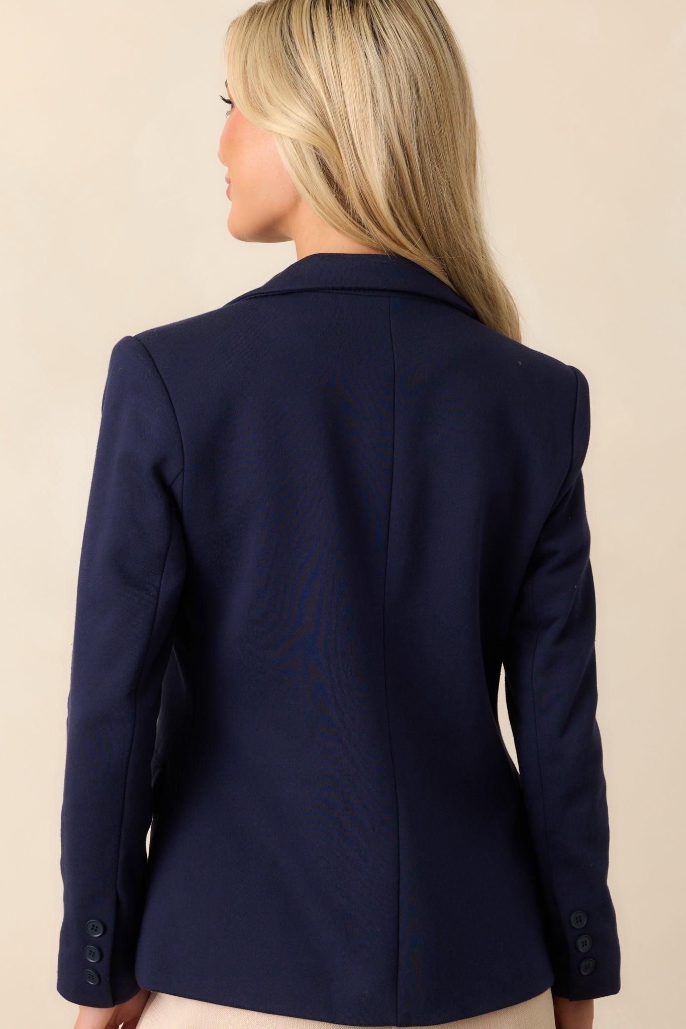 The World Is Yours Navy Blue Ponte Blazer L / Navy Product Image