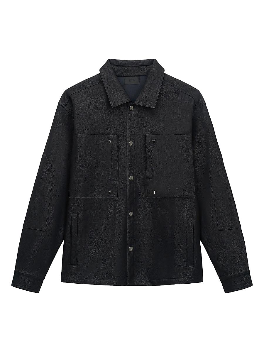 Mens Red Light District Faux Leather Shirt Jacket Product Image