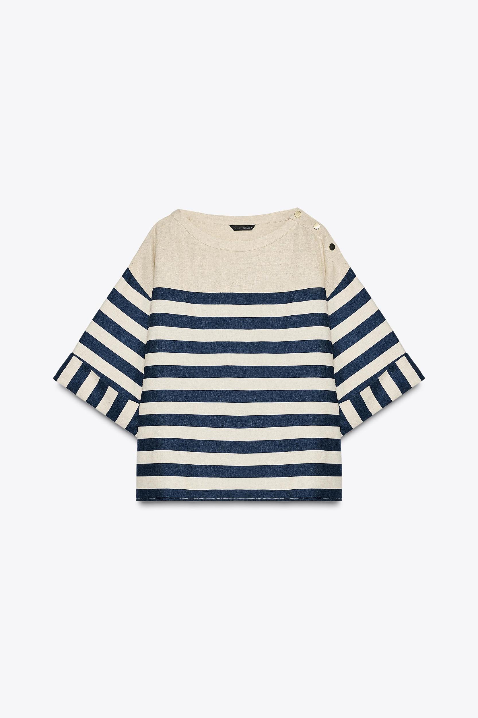 STRIPED LINEN BLOUSE Product Image