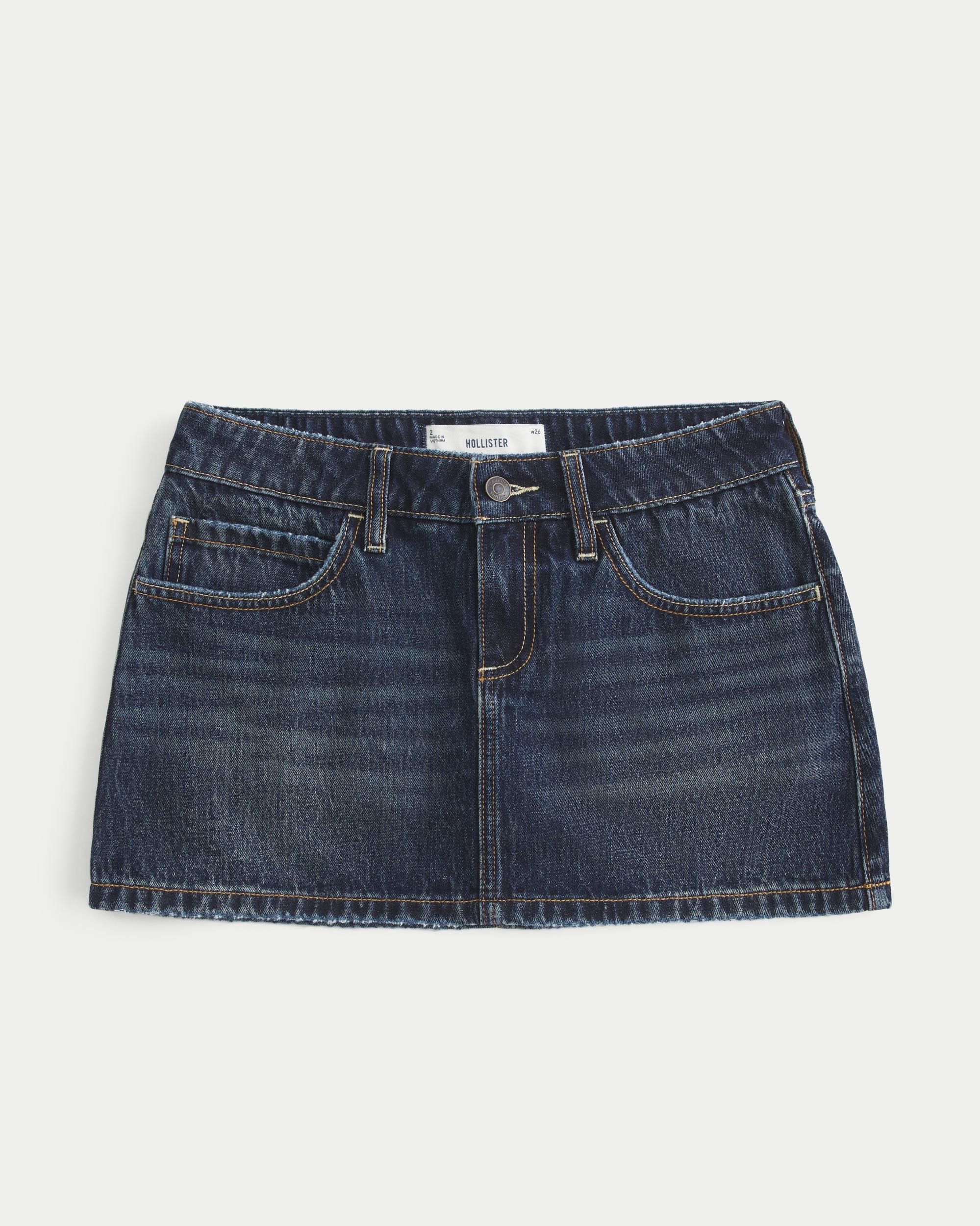 Low-Rise Medium Wash Star Applique Denim Mini Skort Product Image