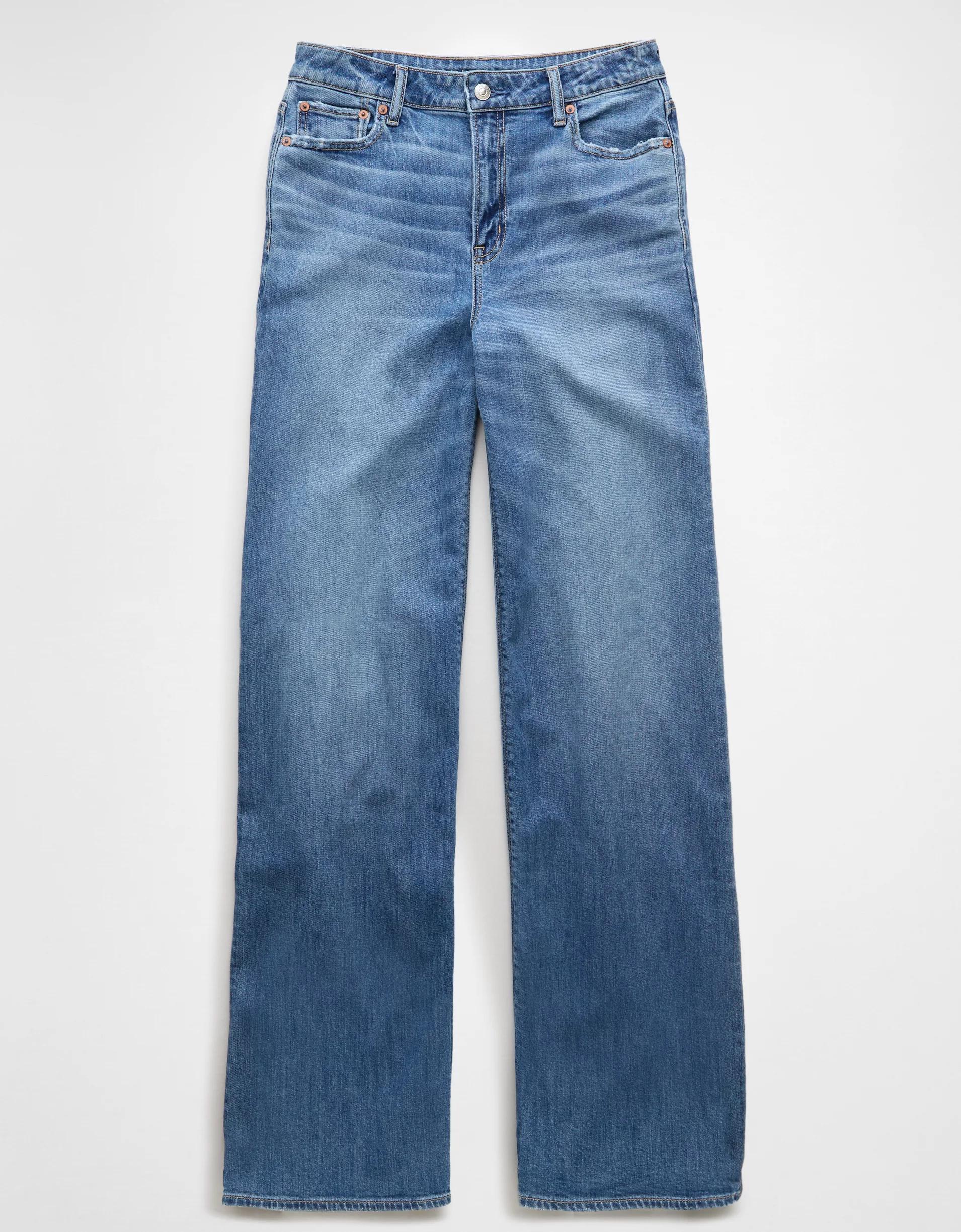 AE Dreamy Drape Stretch Super High-Waisted Baggy Wide-Leg Jean Product Image