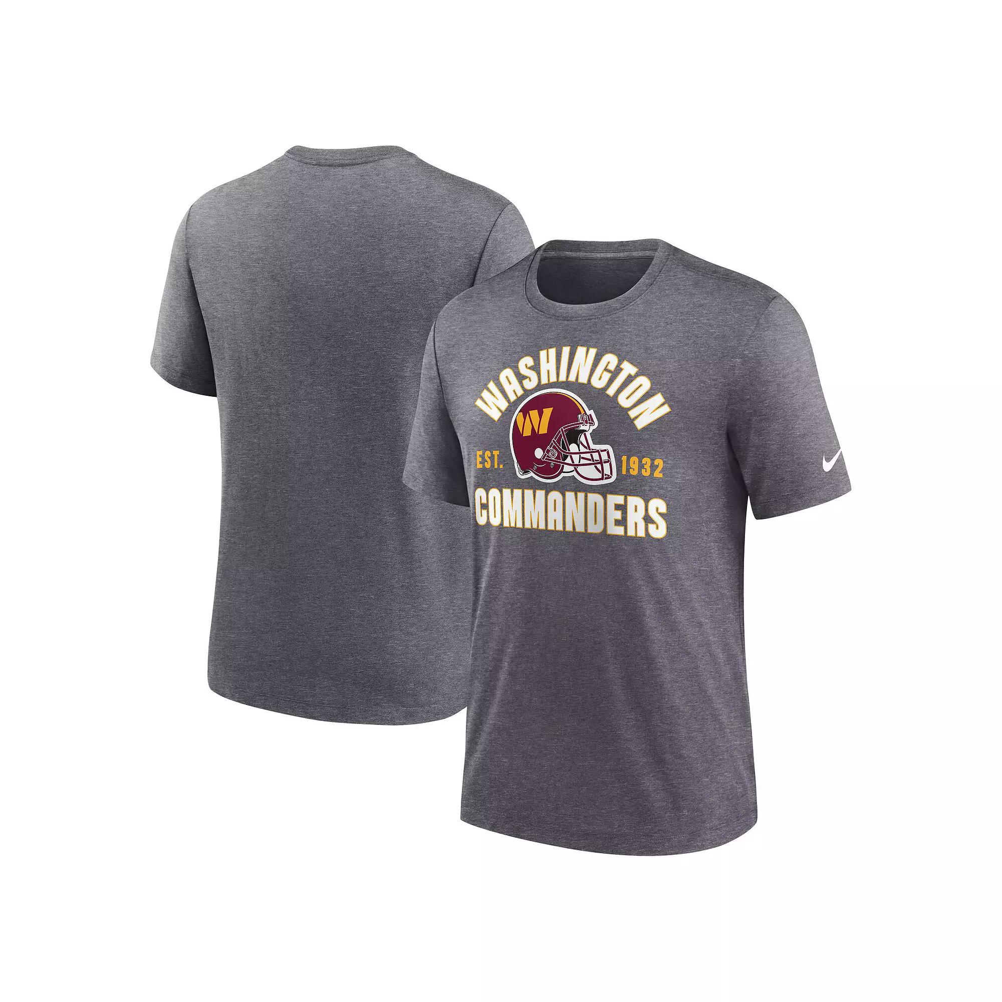 Men's Nike Heather Charcoal Washington Commanders Helmet Tri-Blend T-Shirt, Size: Medium, Wft Charco Product Image