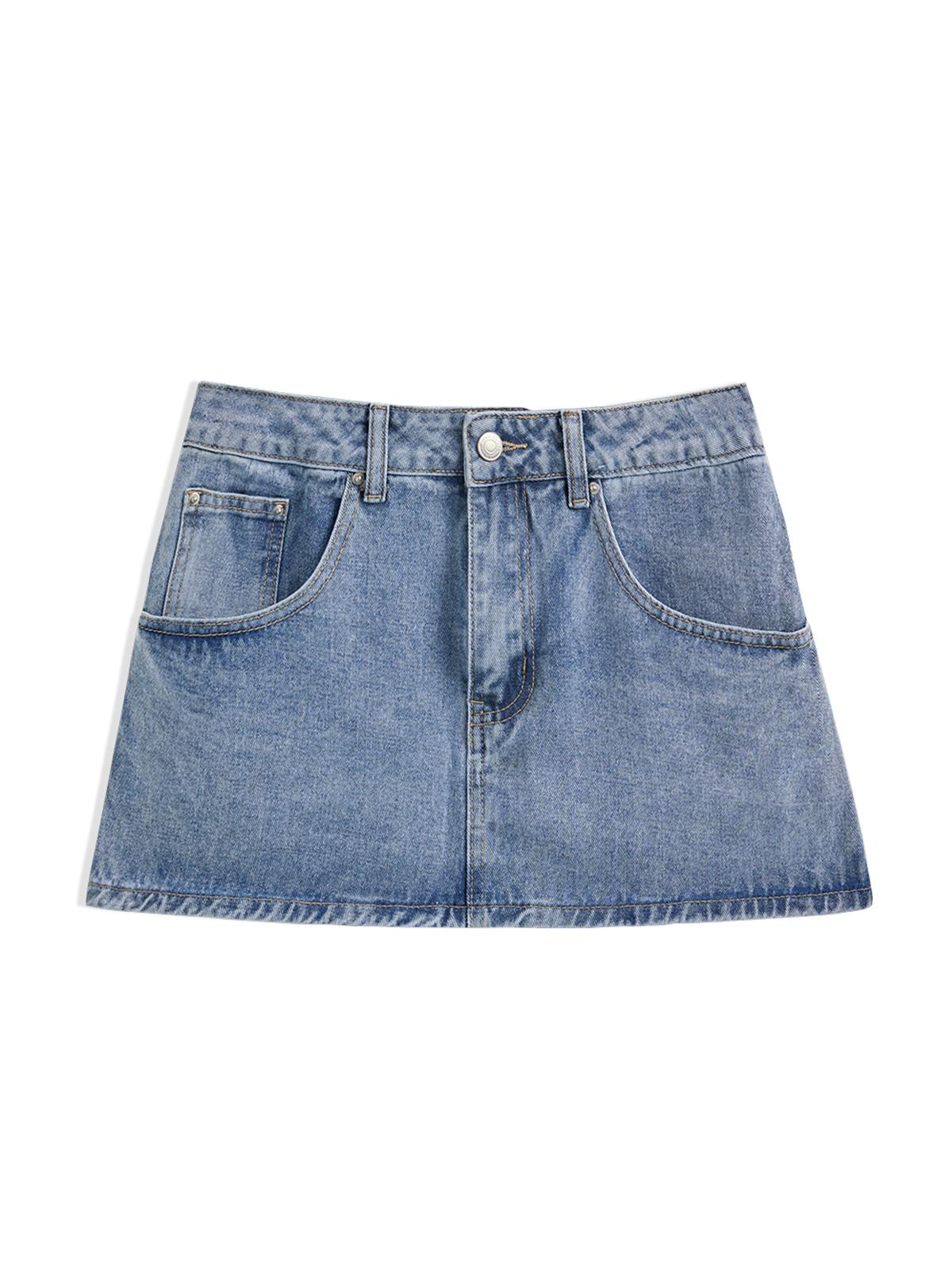 Vintage Blue Micro Denim Skirts Product Image