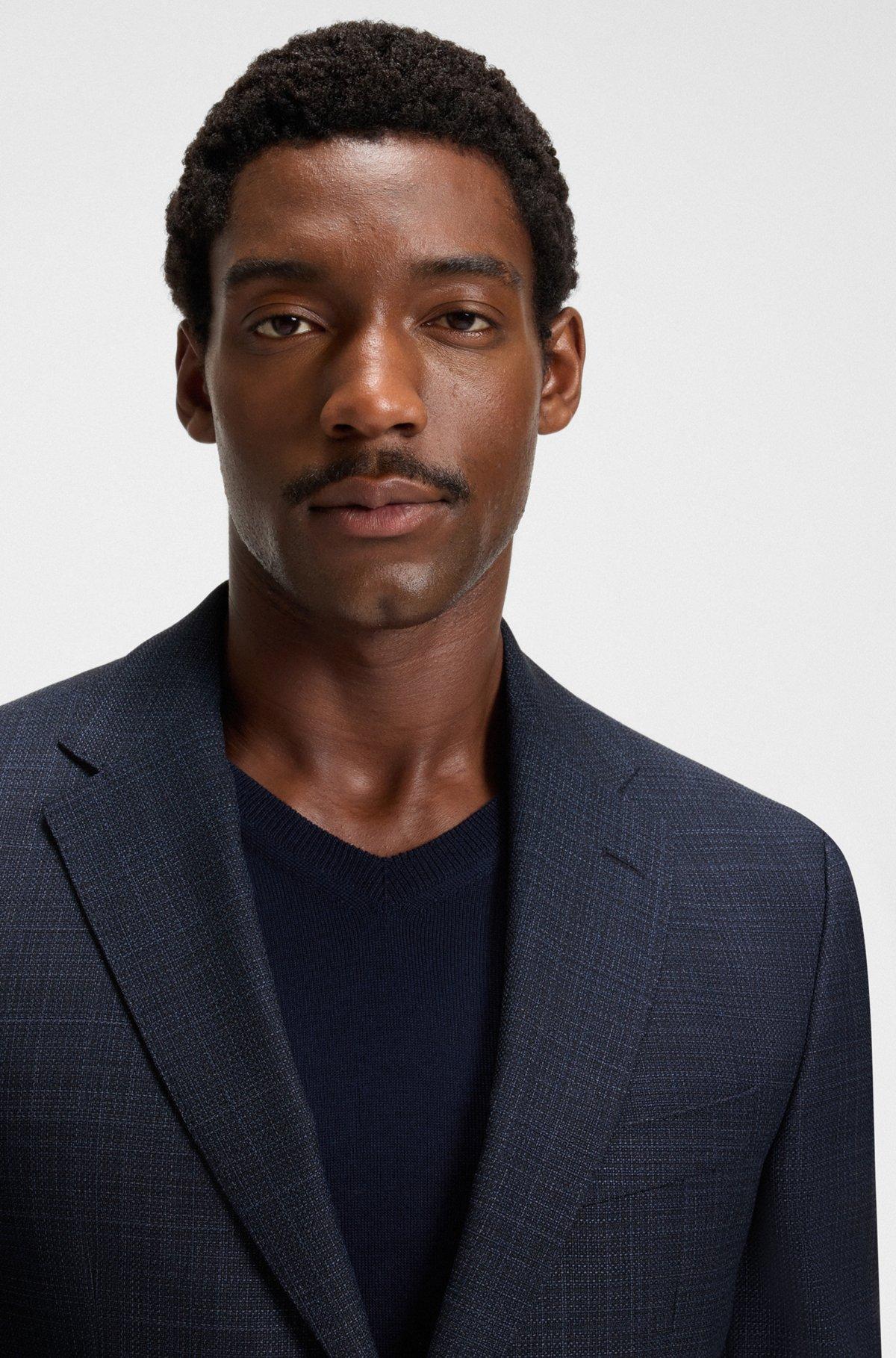 Slim-fit blazer in checked virgin wool Product Image