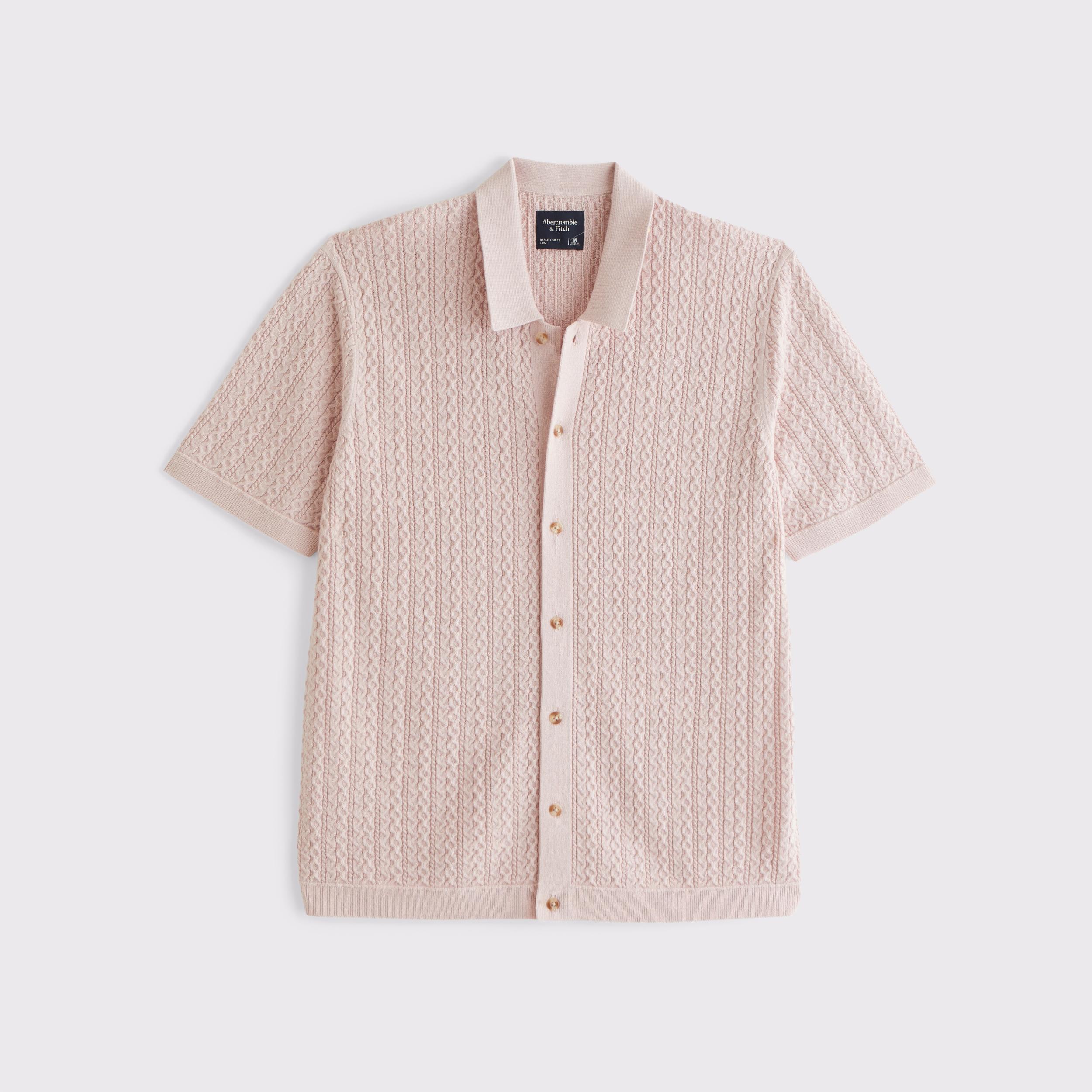 Cable Button-Through Sweater Polo Product Image