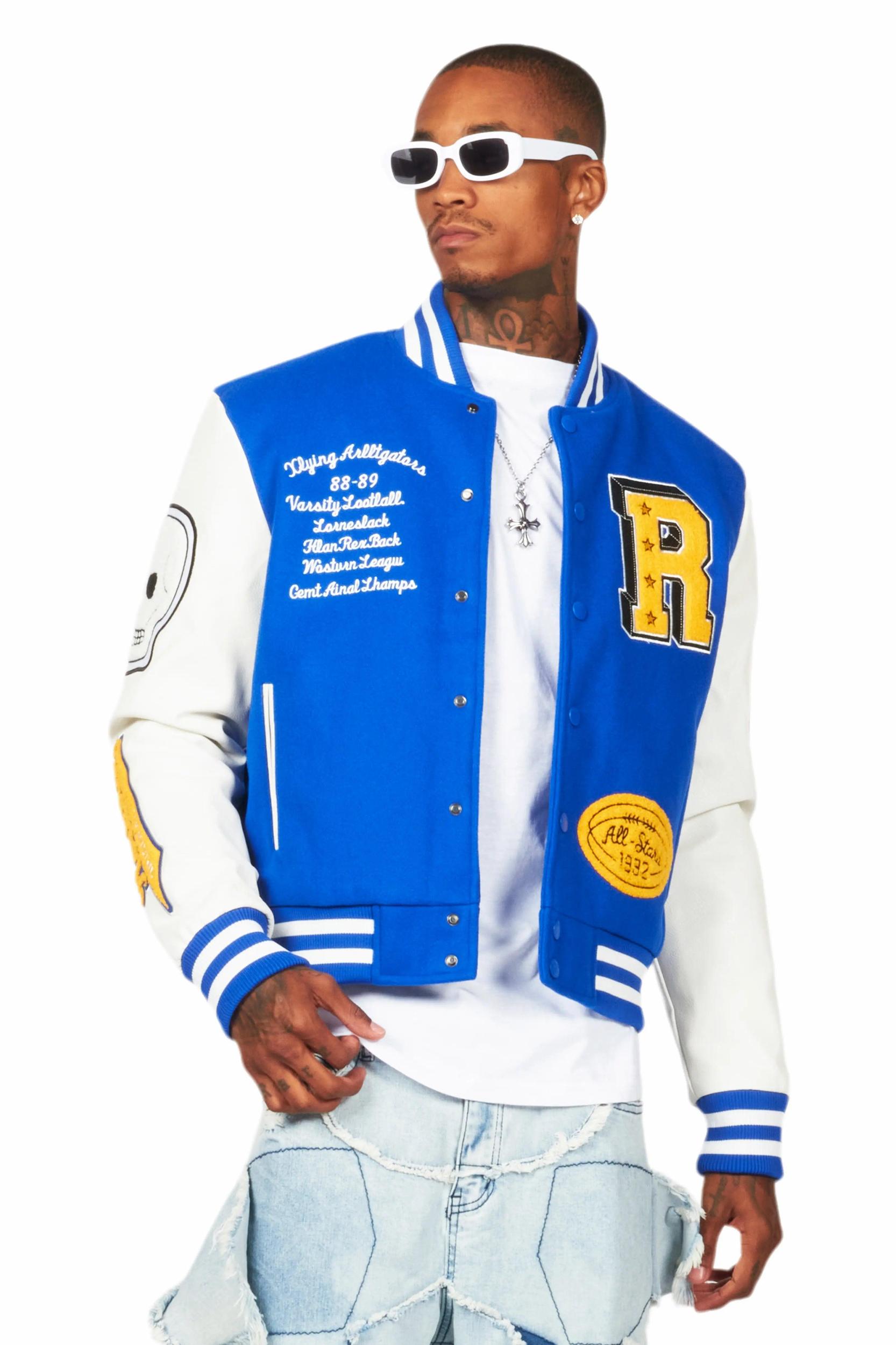 Ahjalee Royal Blue Oversized Varsity Jacket Female Product Image