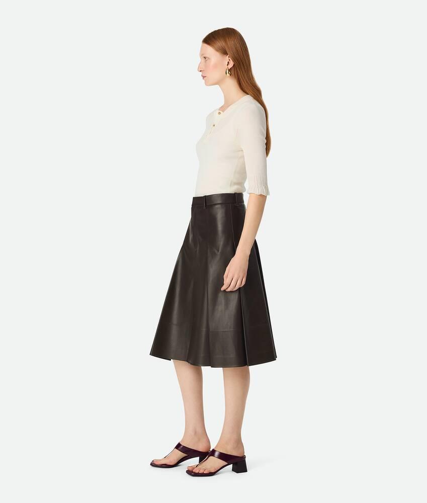 Women's Leather Pleated Skirt in Kale Product Image