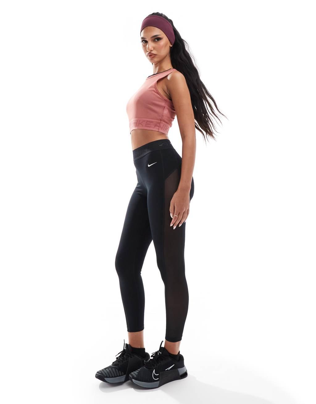 Nike Pro Training mesh tank in pink & white Product Image