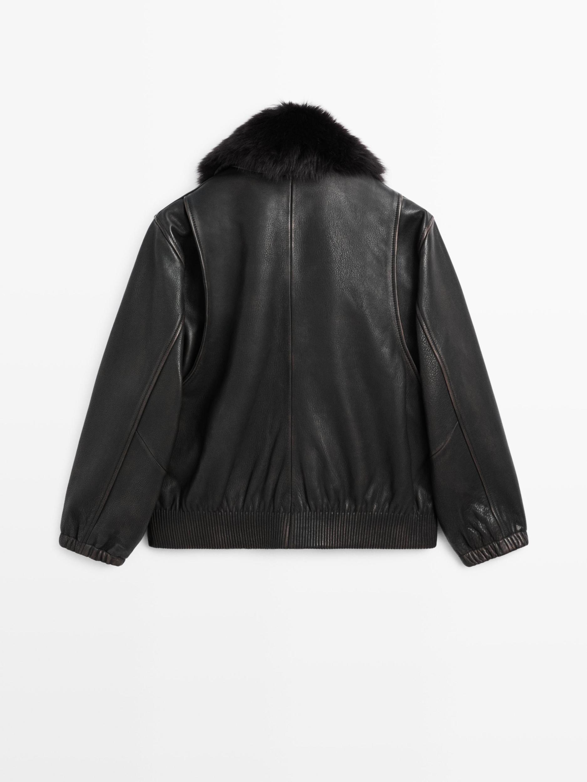 Nappa leather jacket with lambskin collar Product Image