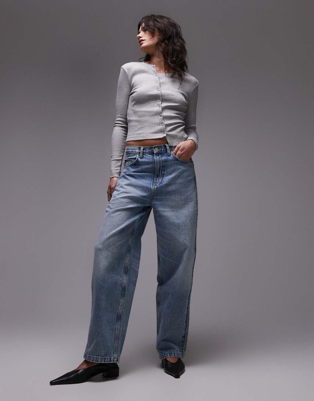 Topshop asymmetric long sleeve cardi in gray heather Product Image