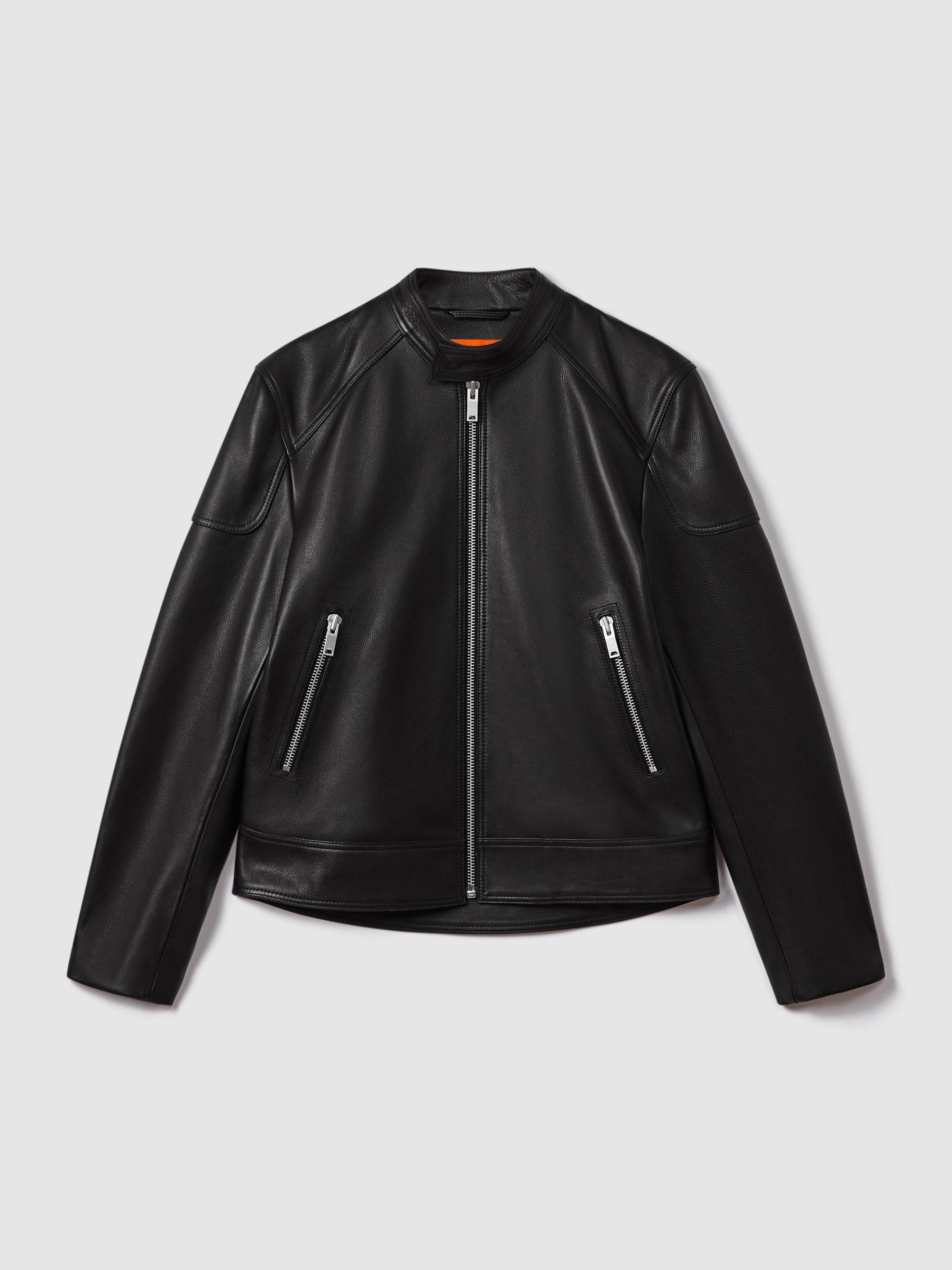 McLaren F1 Embossed Leather Jacket in Black Product Image