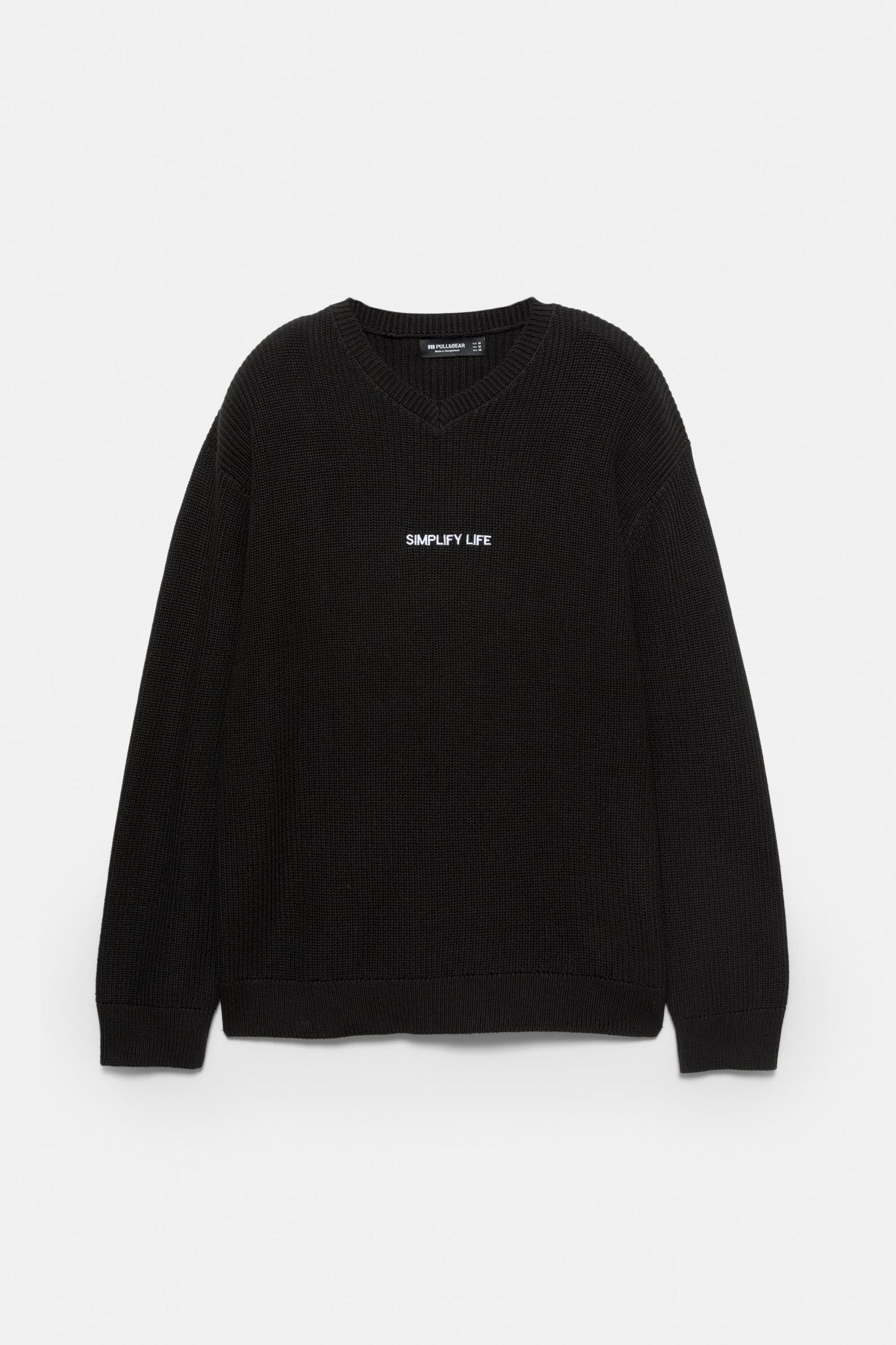 Knit jumper with embroidered text Product Image