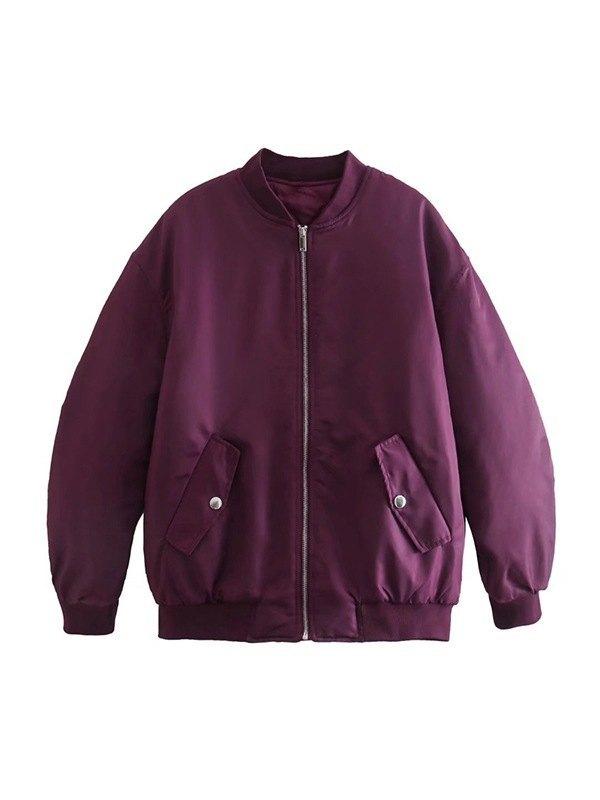 Simple Basic Zip Up Bomber Jacket Product Image