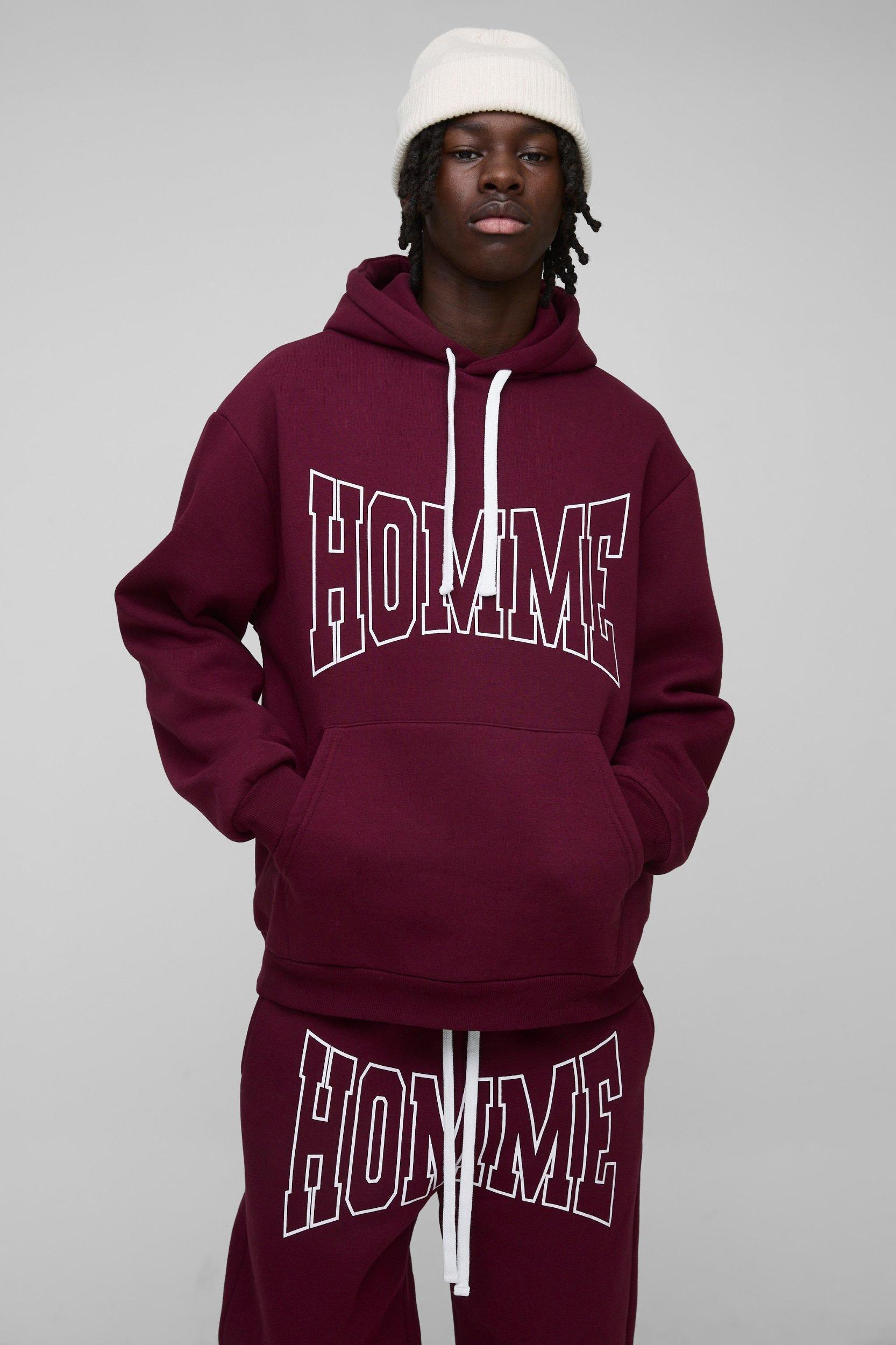 Oversized Fit Homme Print Tracksuit | boohooMAN USA Product Image