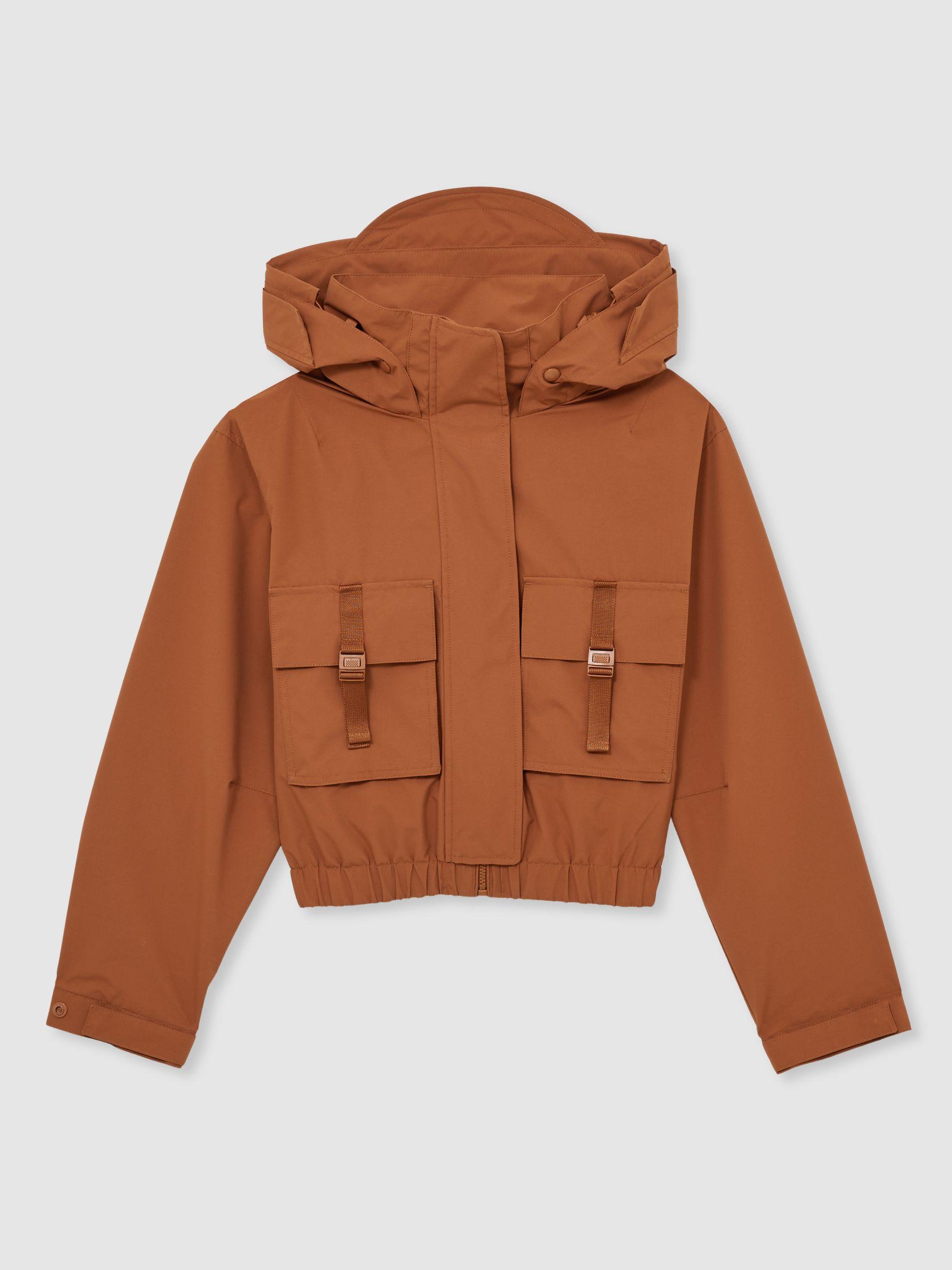 Technical Hooded Utility Jacket in Rust Product Image