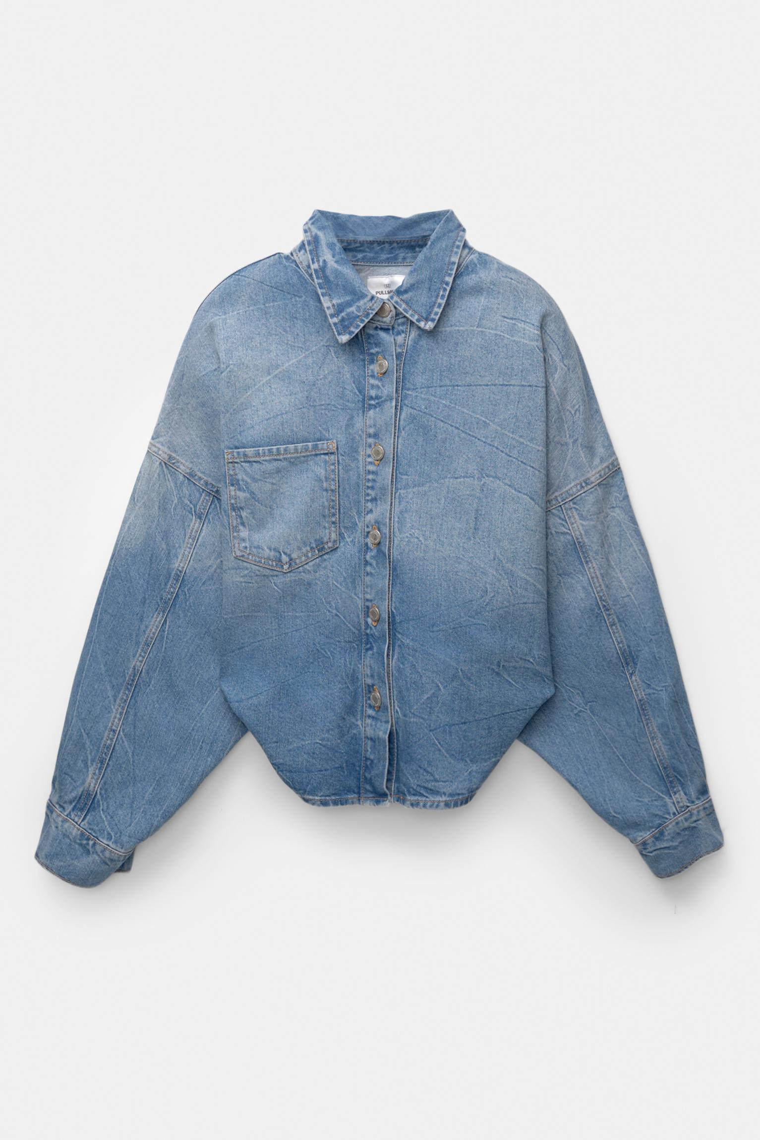 Cropped denim shirt with back Product Image