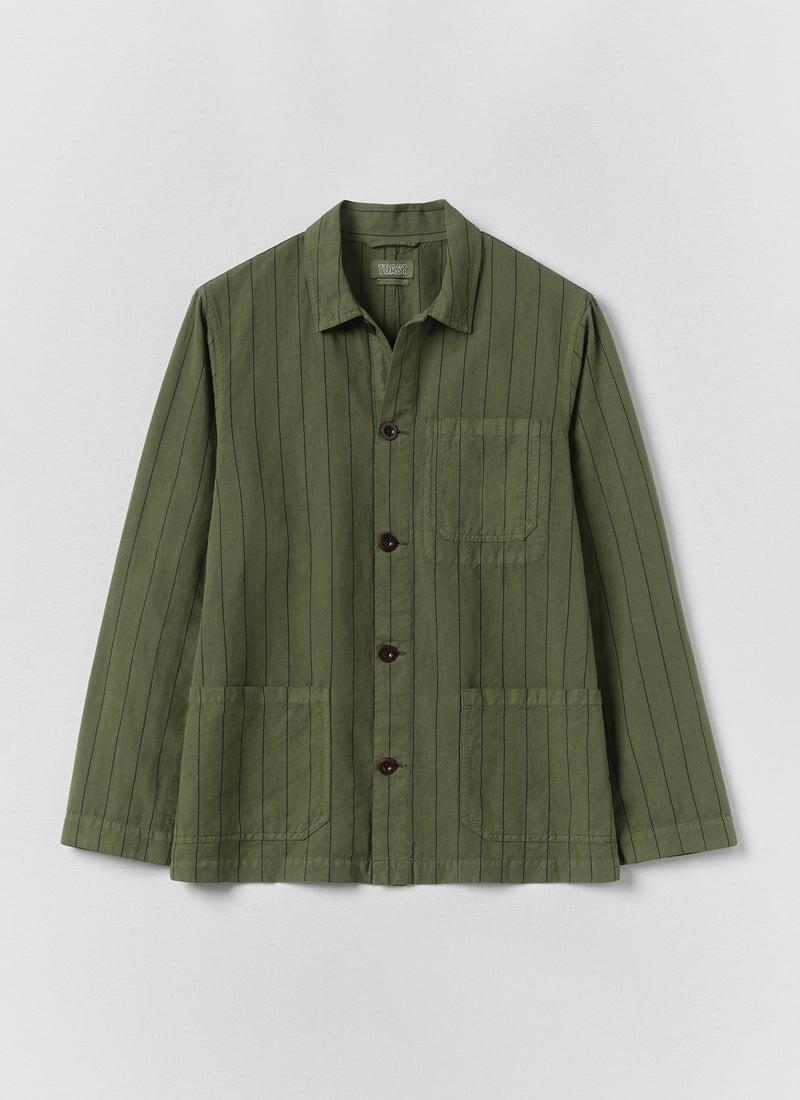 Arlo Overdyed Stripe Cotton Linen Jacket | Basil Product Image