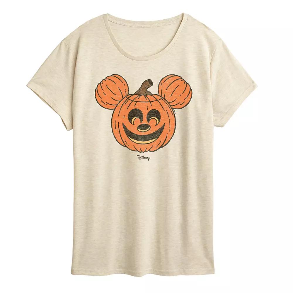 Disney's Mickey Mouse Women's Distressed Pumpkin Graphic Tee,  Product Image