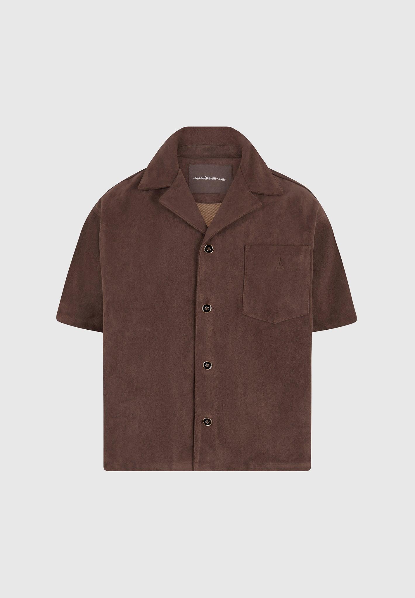 Luc - Boxy Suede Shirt - Brown Male Product Image