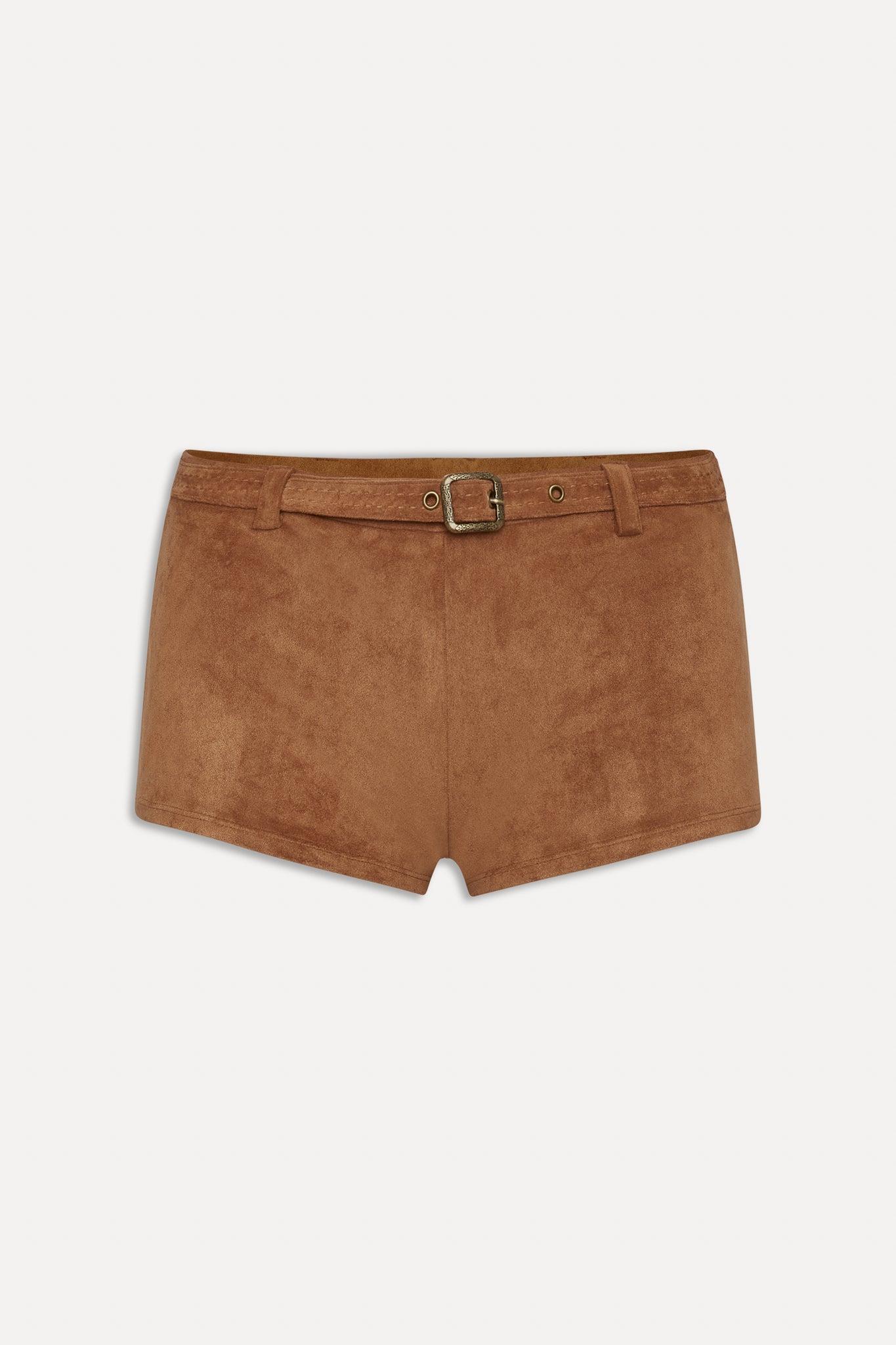 x BELLA HADID Wrangler Suede Booty Shorts - Sunkissed Suede Product Image