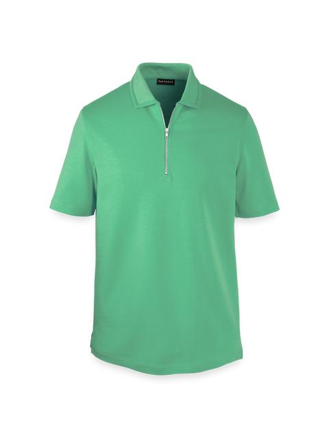 Lyocell Blend Quarter Zip Polo - Green Product Image