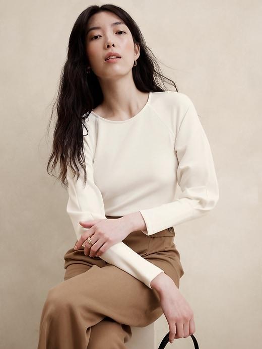 Soft Touch Scuba Raglan-Sleeve Top Product Image