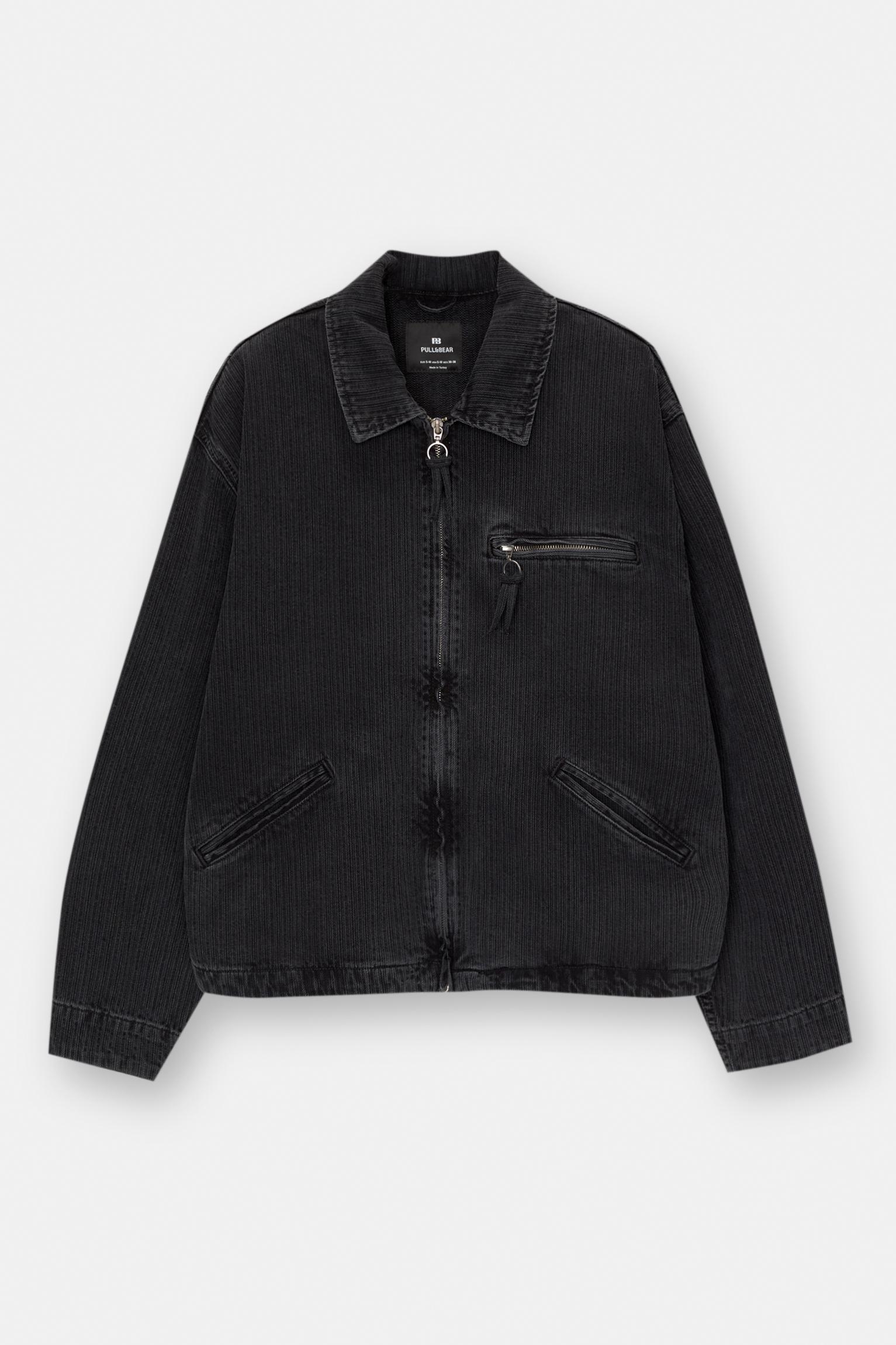 Textured denim jacket Product Image