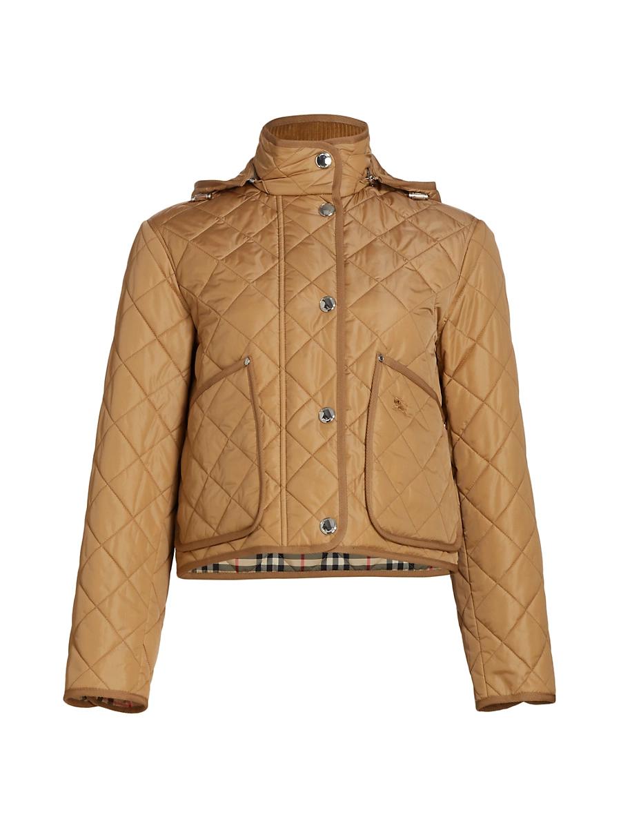 Womens Diamond-Quilted Nylon Cropped Jacket Product Image