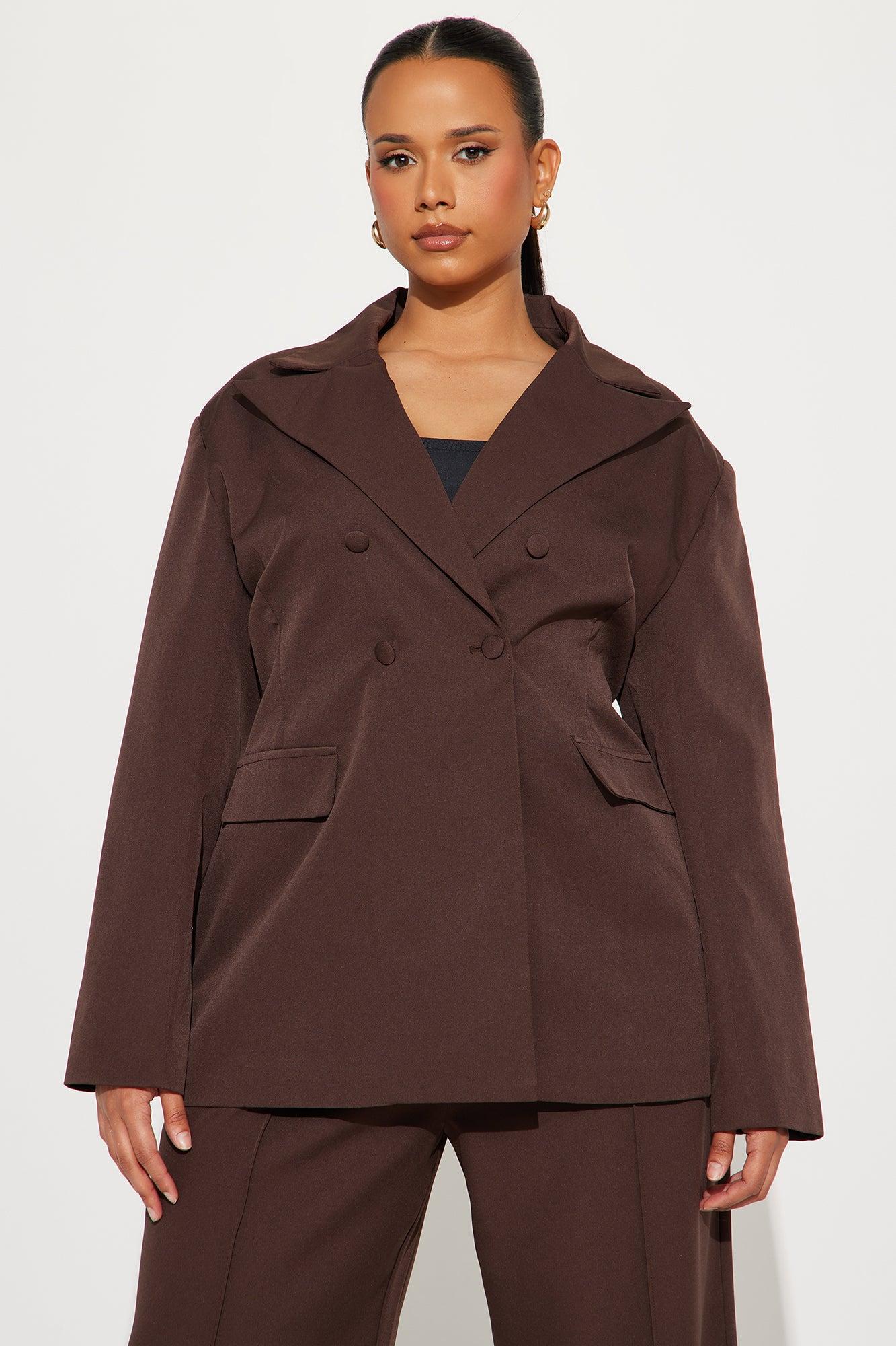 Office Behavior Oversized Blazer - Chocolate Product Image