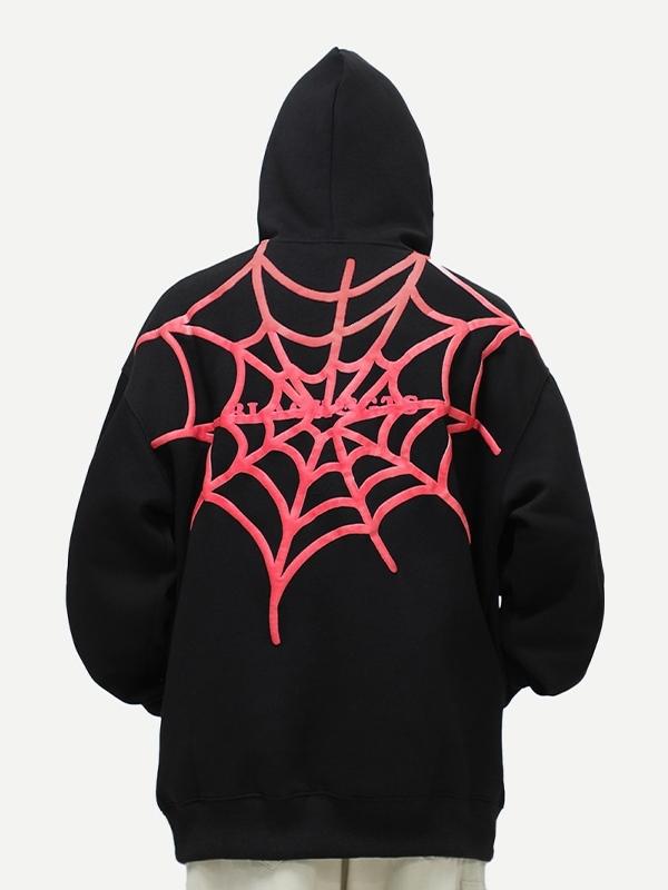 Men's Contrast Color Spider Print Oversized Hoodie Product Image