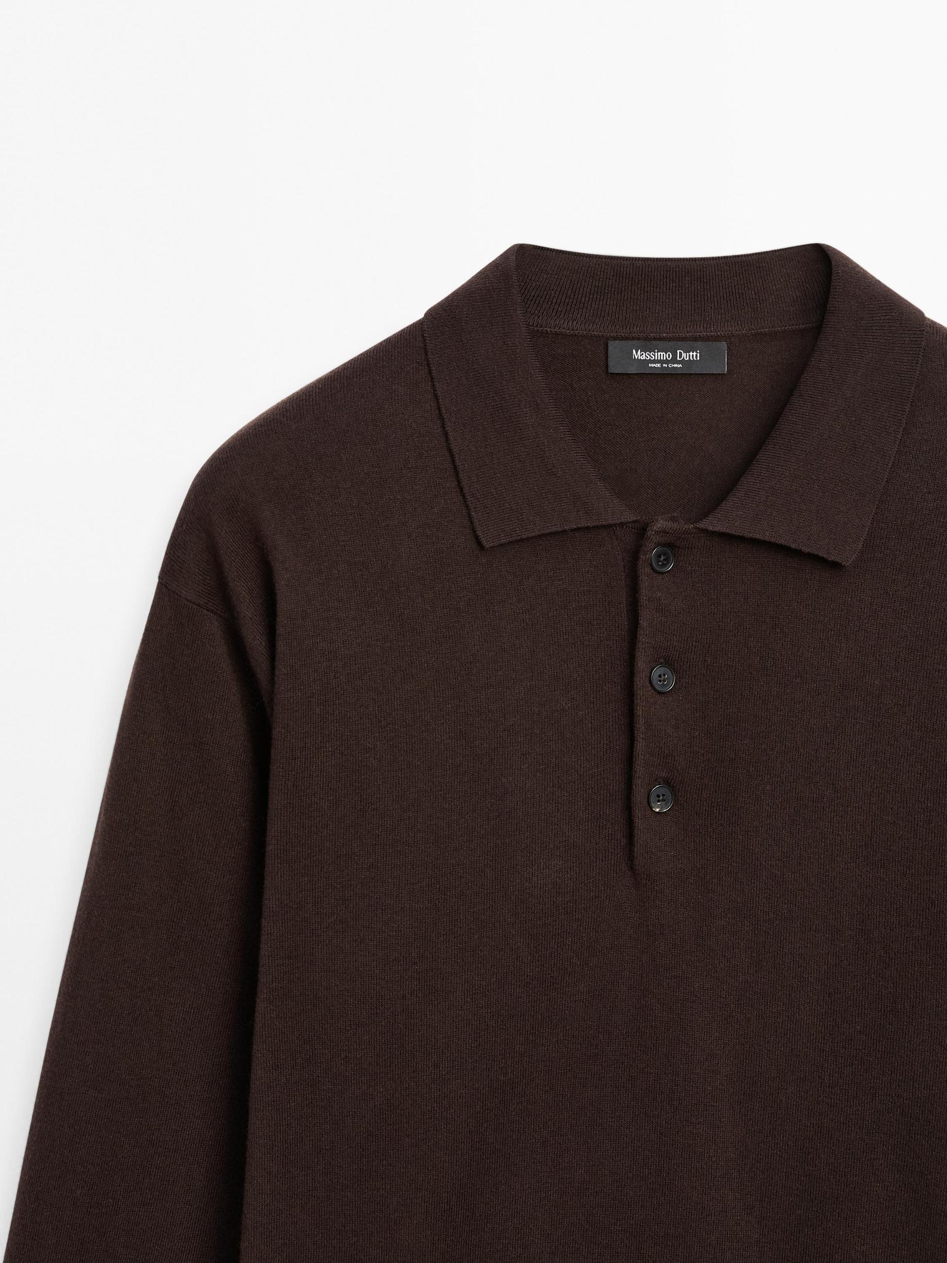 Cotton blend knit polo sweater Product Image