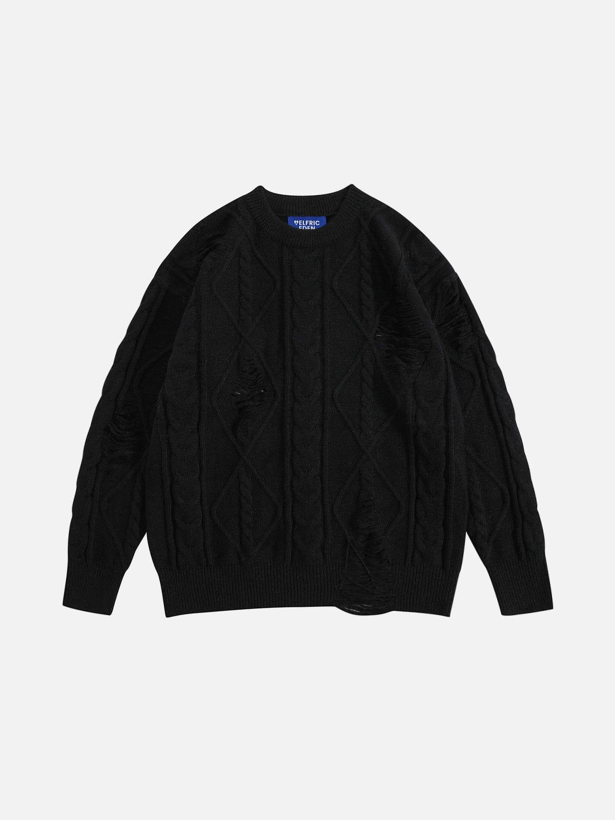 Aelfric Eden Cable Stitch Distressed Sweater Product Image