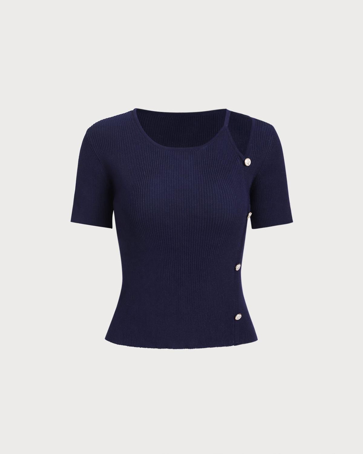 Blue Slim Knit Tee Product Image