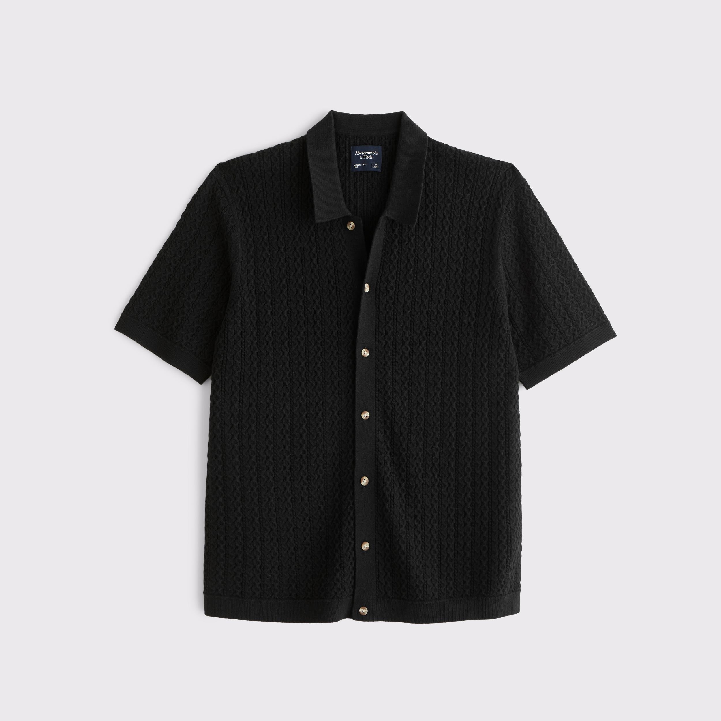 Cable Button-Through Sweater Polo Product Image