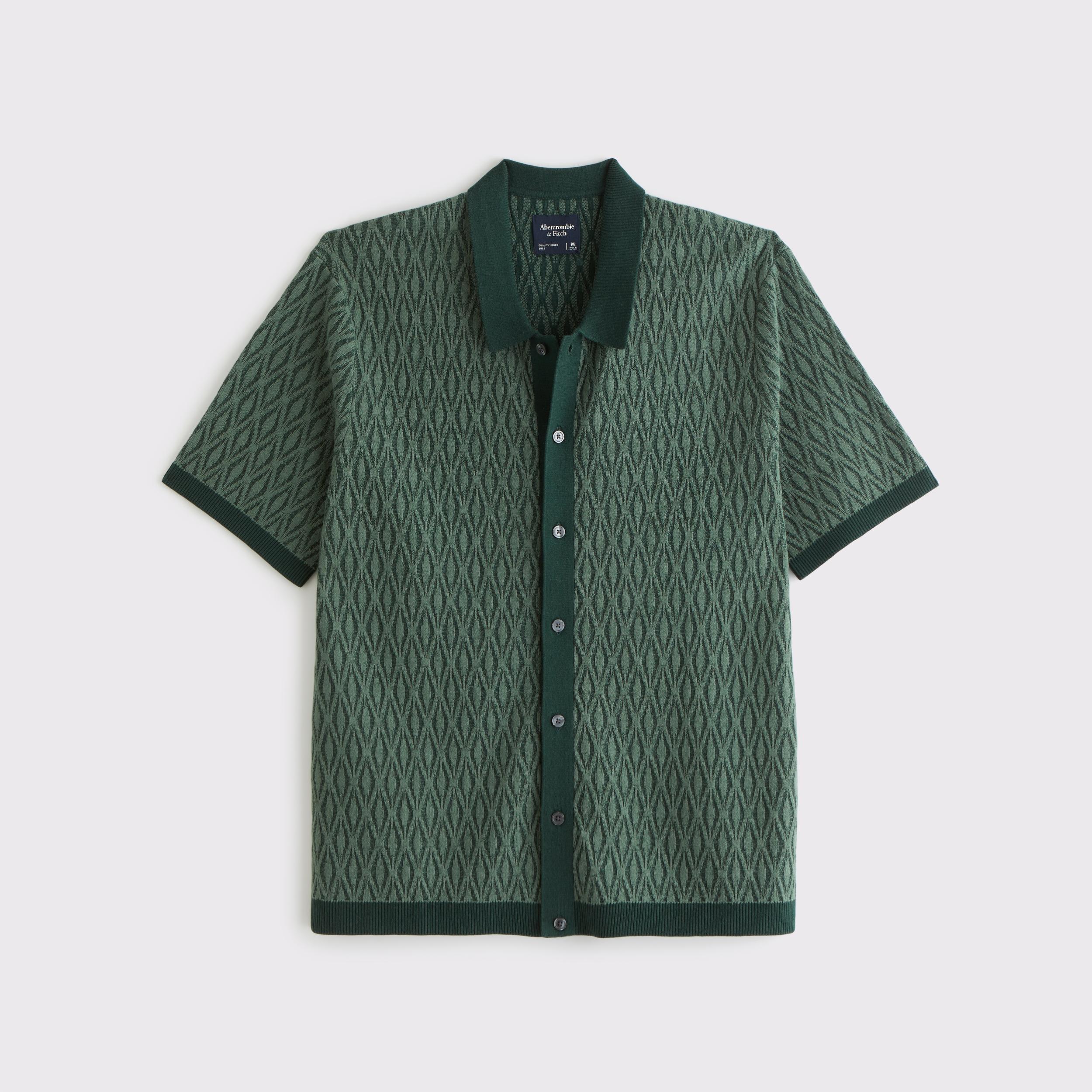 Jacquard Pattern Button-Through Sweater Polo Product Image