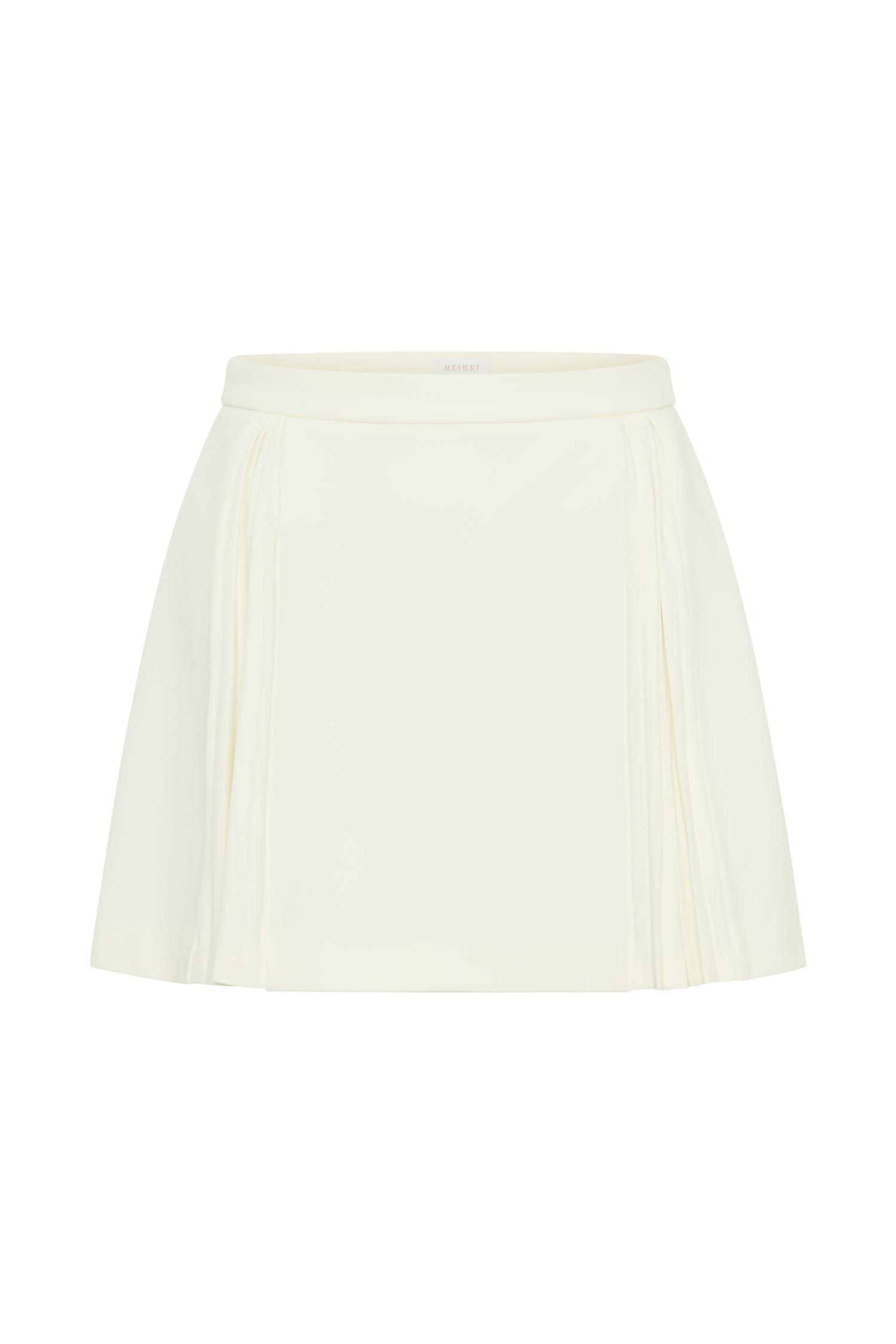 Melinda Mini Skirt With Pleats - Ivory Product Image