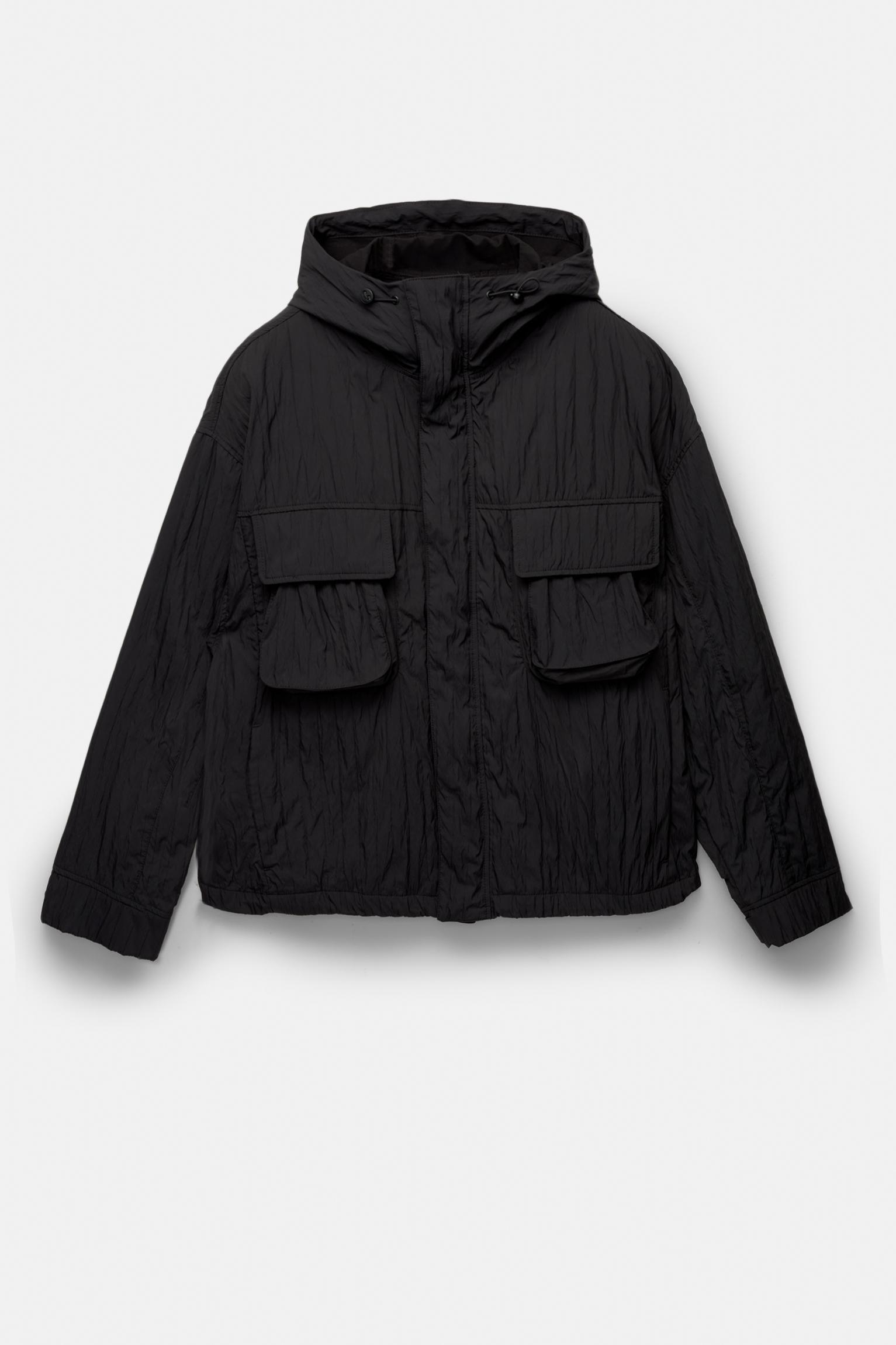 Creased raincoat with hood Product Image