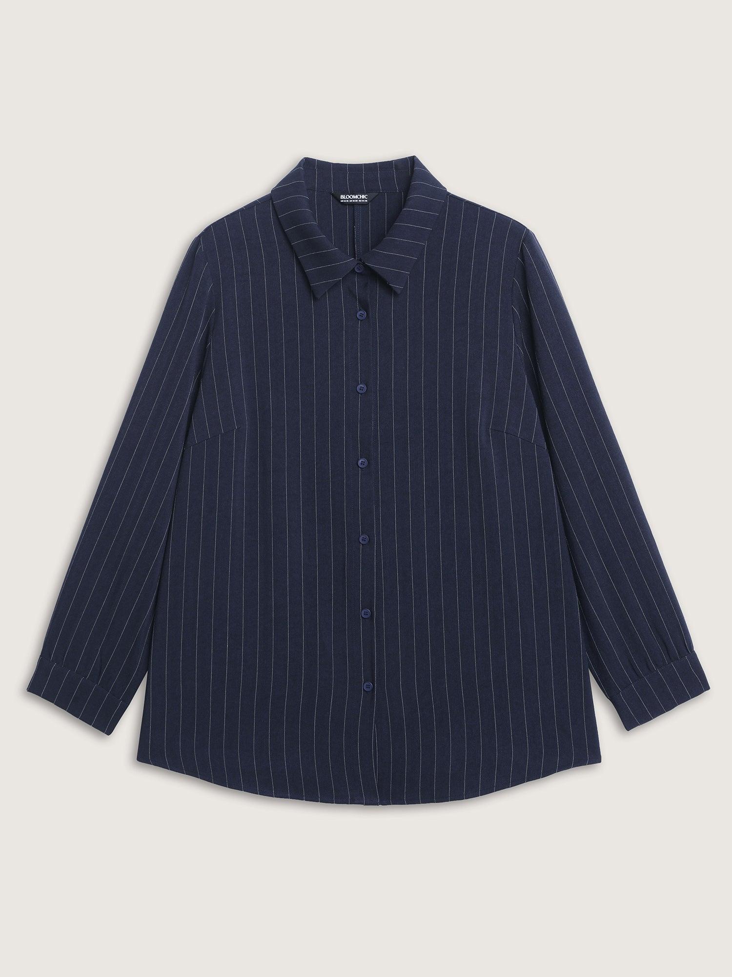 Striped Waist-Tie Button-Down Blouse Female Product Image