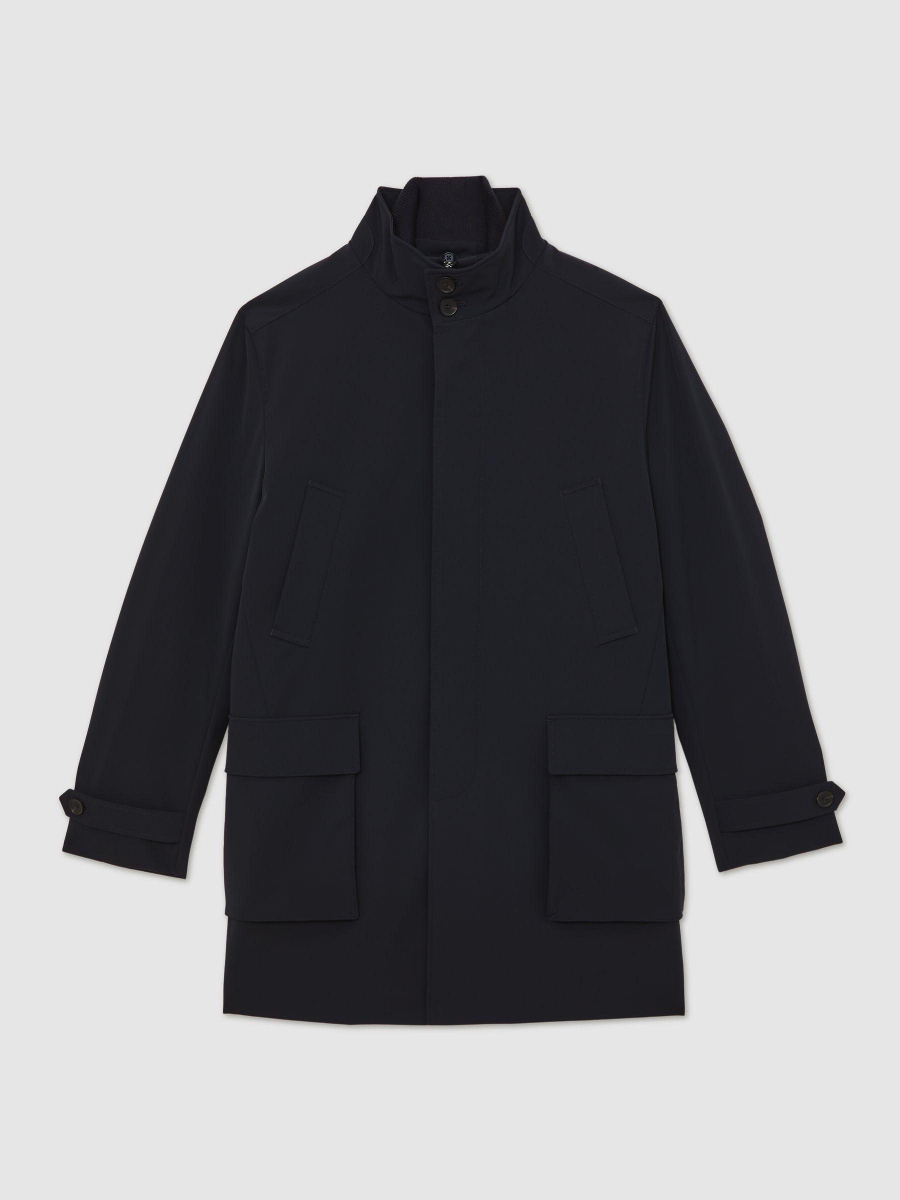 Atelier 100% Cashmere Hybrid Overcoat with Removable Gilet in Navy Product Image