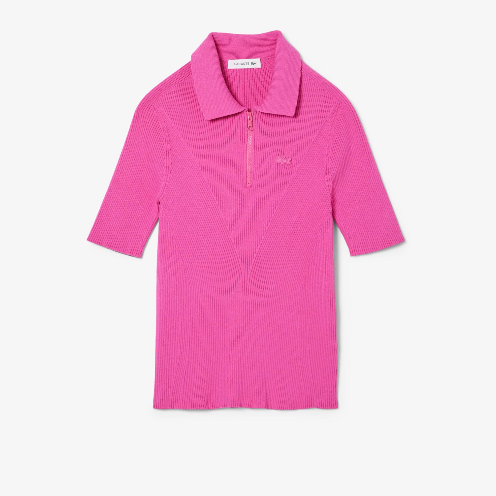 3D Ribbed Knit Polo Shirt Product Image