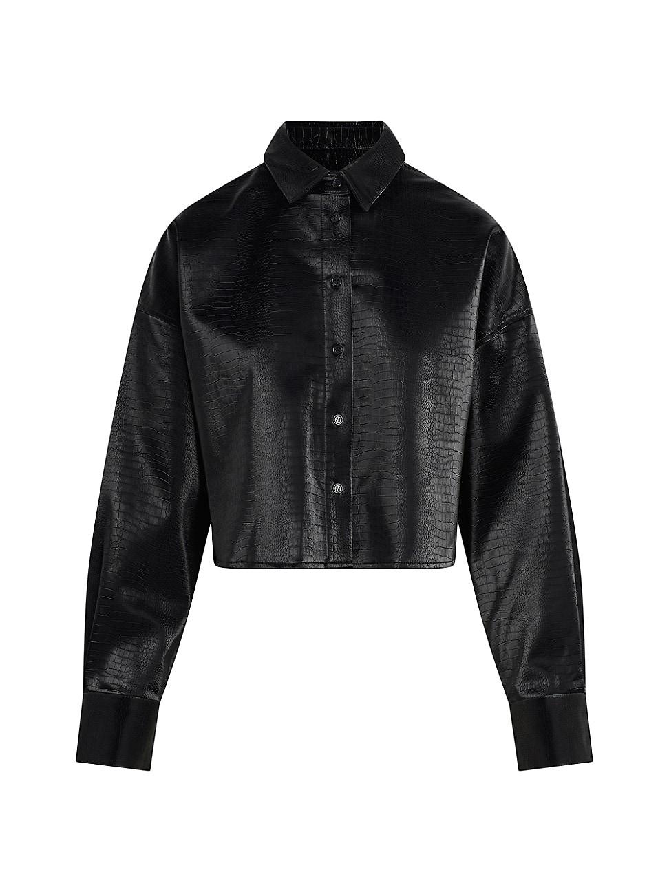 Womens The Crop Ex-Boyfriend Faux Leather Shirt Product Image