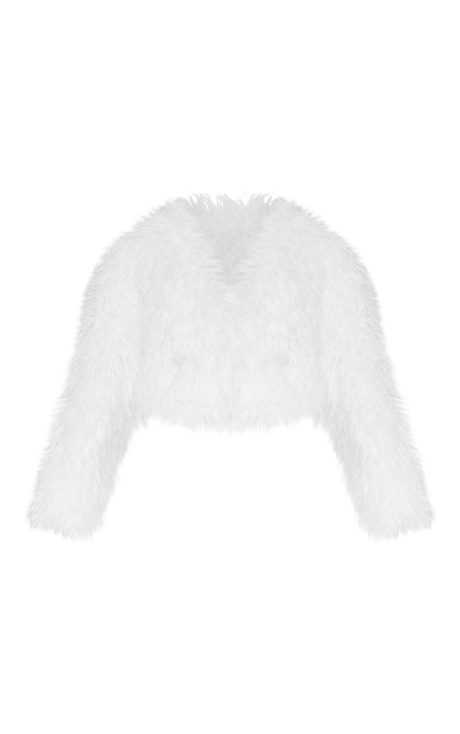  Cream Faux Fur Cropped Coat Product Image