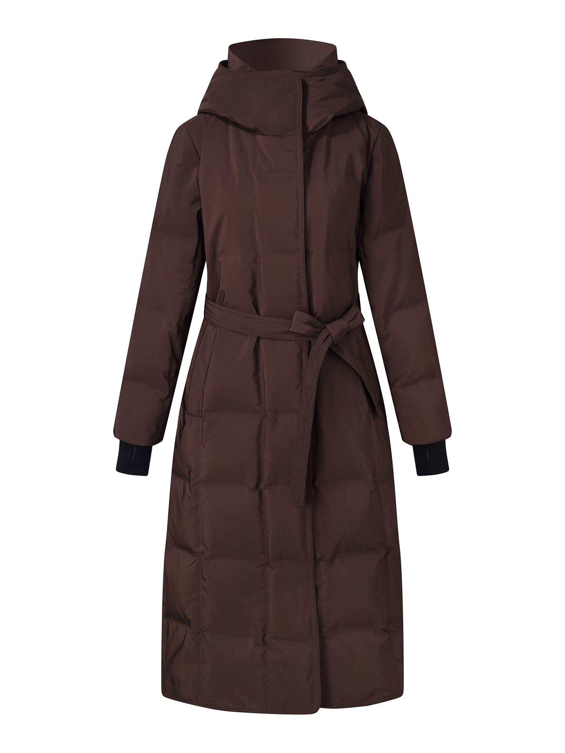 Quilted Hooded Goose Down Wrap Overcoat Product Image
