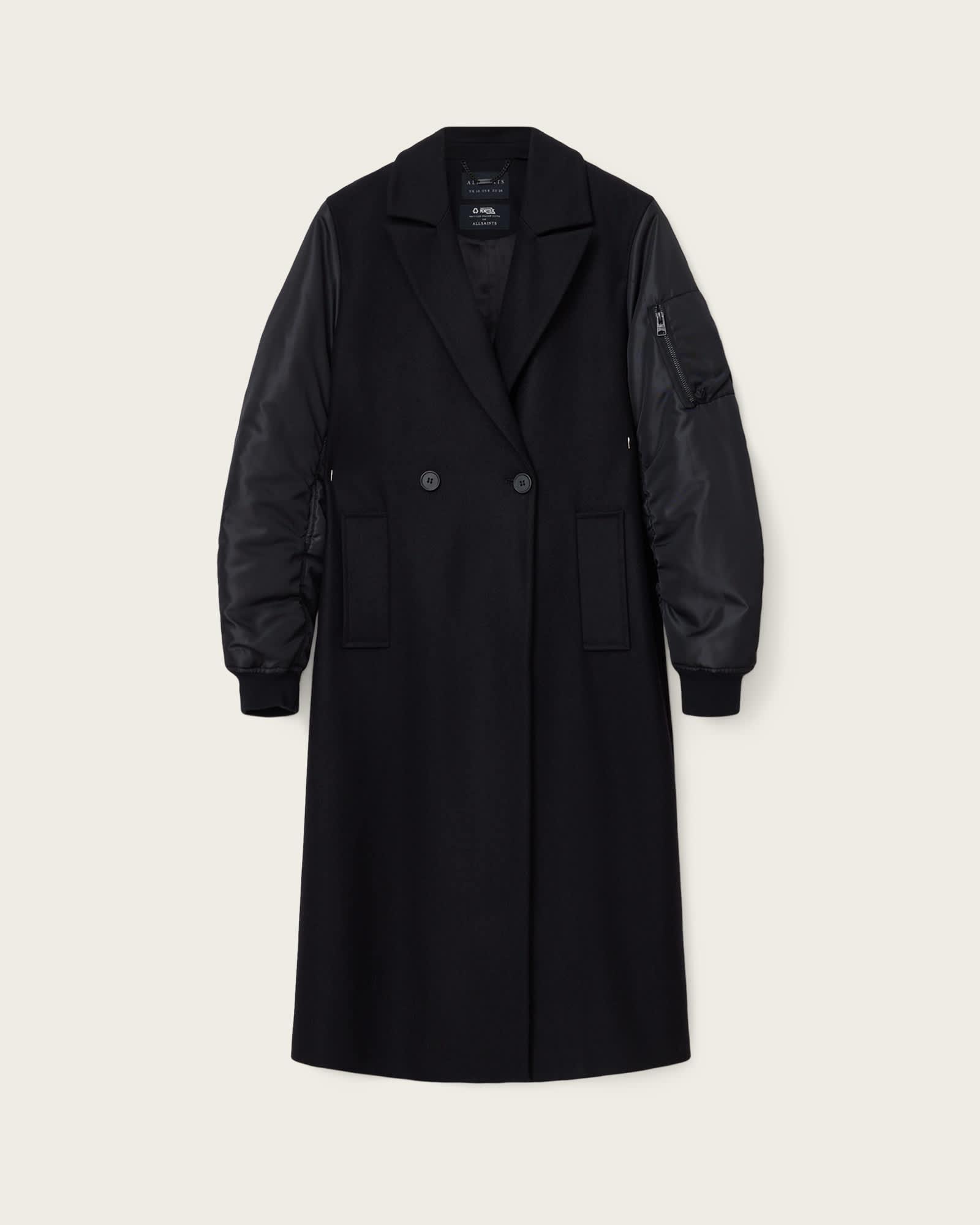 Paulah Wool Blend Double Breasted Coat Black | ALLSAINTS US Product Image