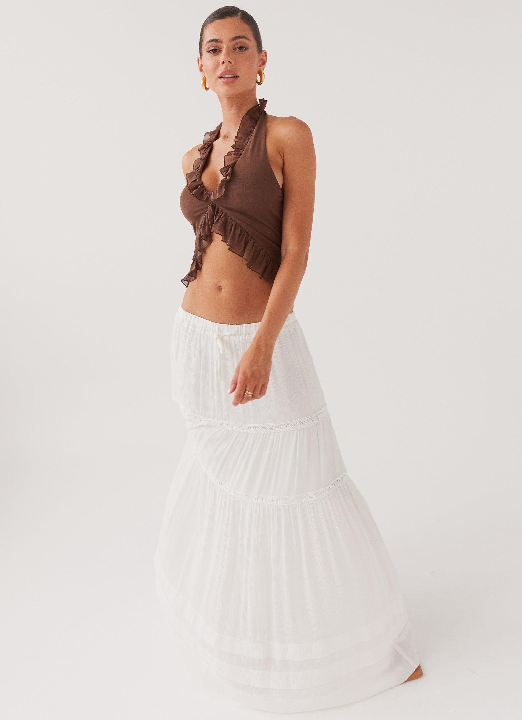 Moonstone Tiered Maxi Skirt - White Product Image