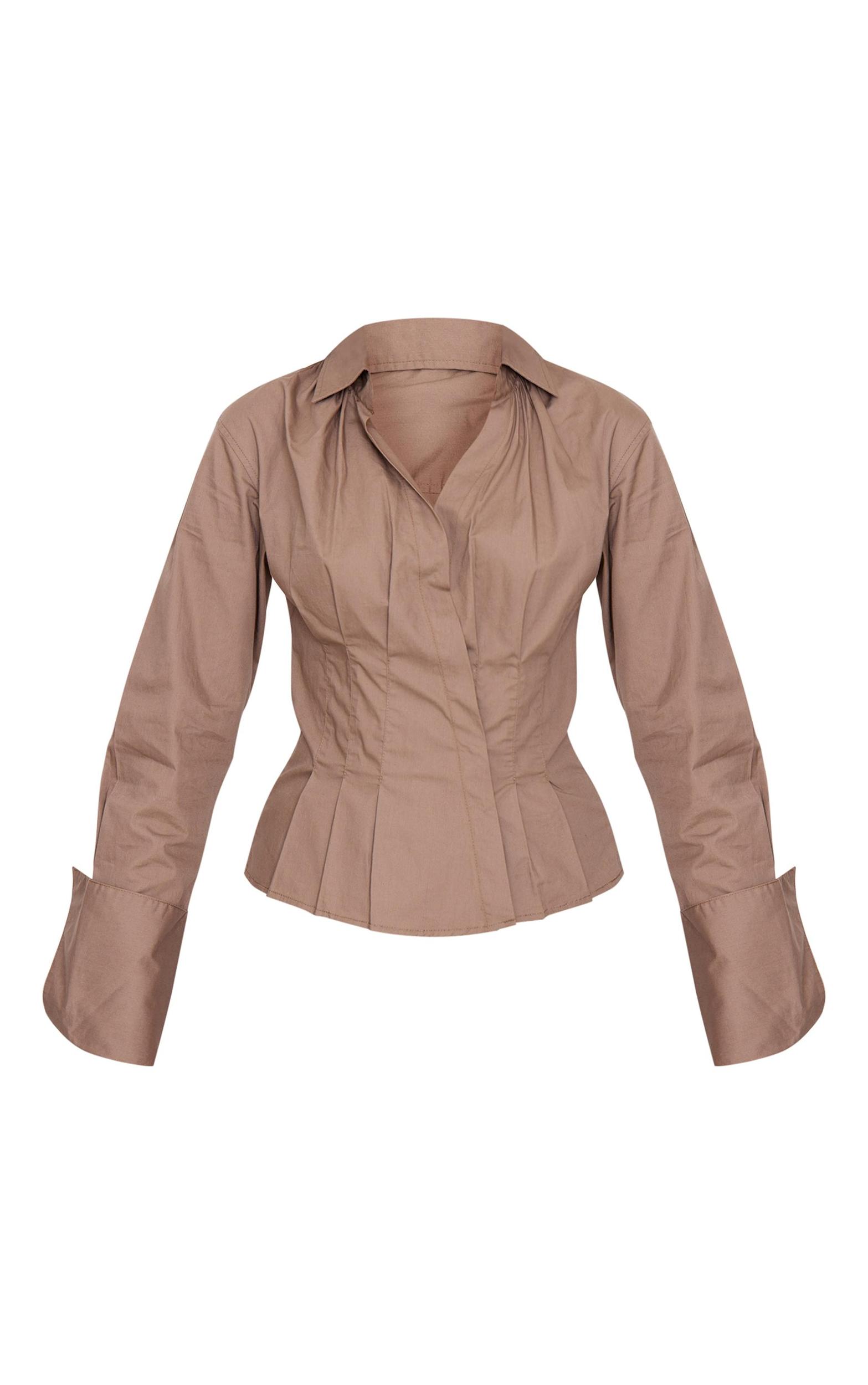 Mocha Asymmetric Cinched Shirt Product Image