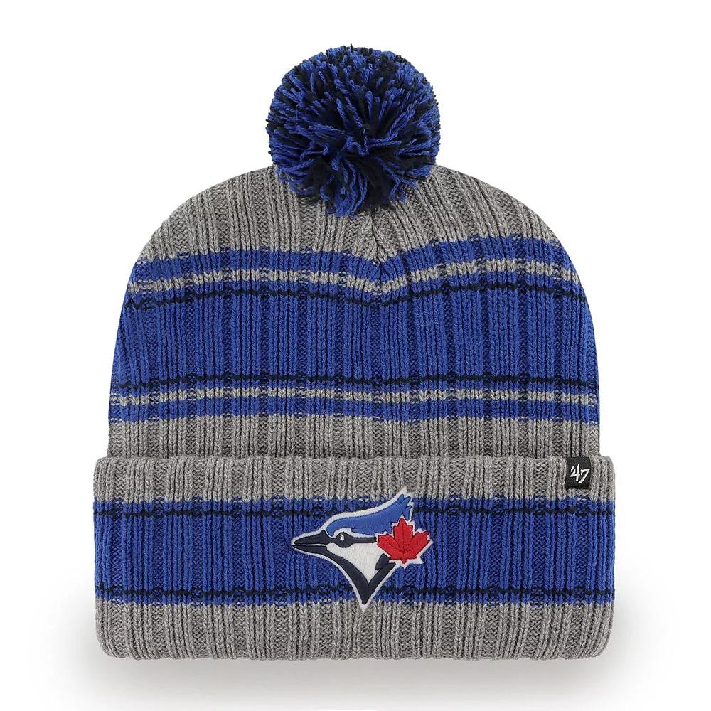 Men's '47 Gray Toronto Blue Jays Rexford Cuffed Knit Hat with Pom, Jay Grey Product Image